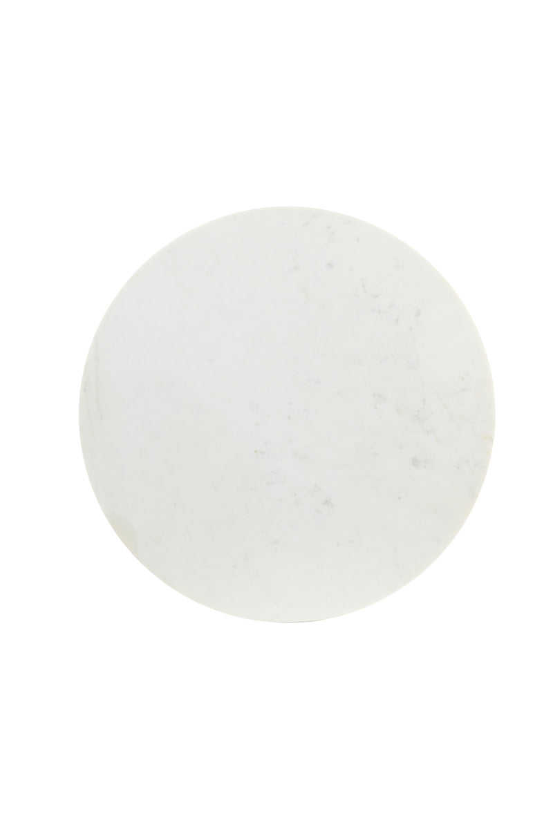 Rickerd White Marble & Antique Bronze Round Side Table 41cm