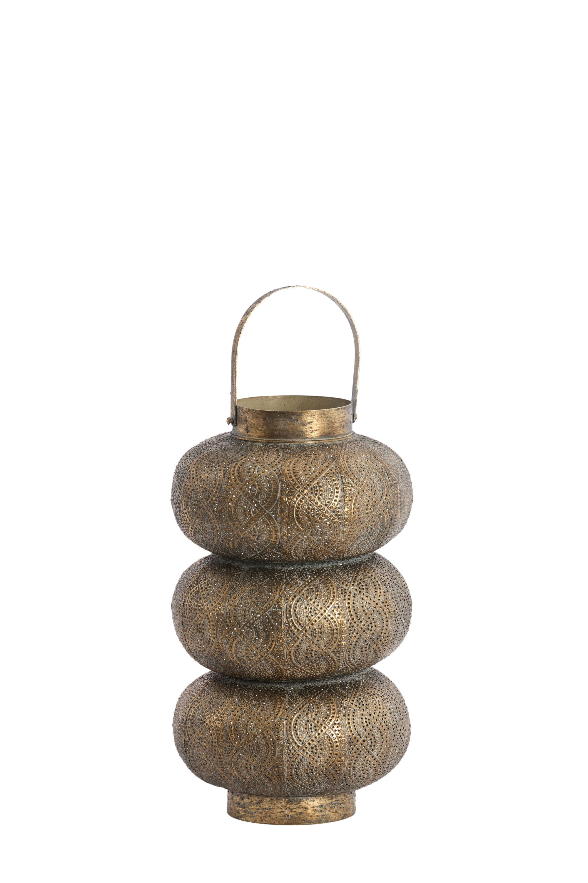 Kaito Brown Gold Metal Hurricane Candle Holder 34cm
