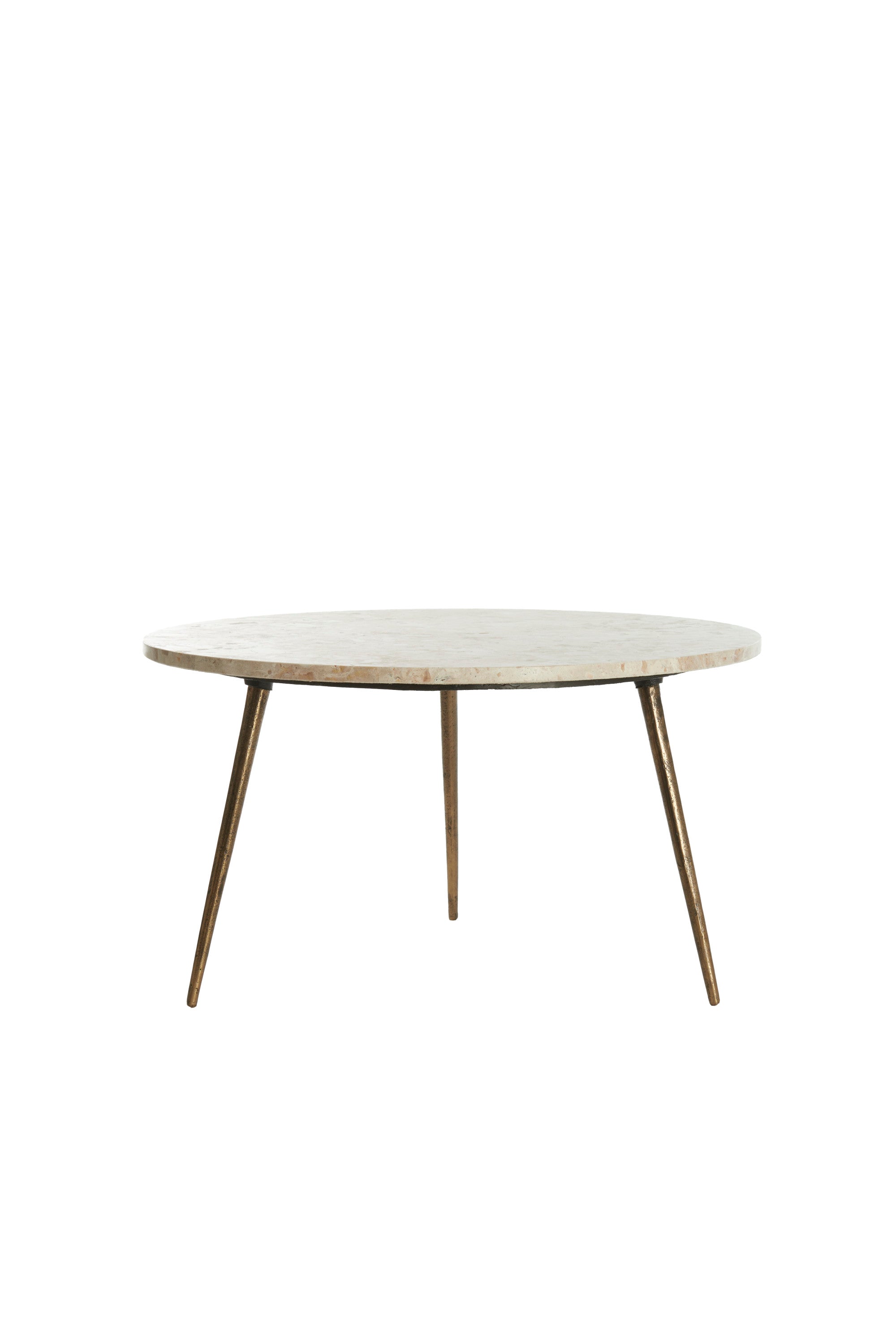 Zeca Taupe Marble & Brown Bronze Round Side Table 37cm