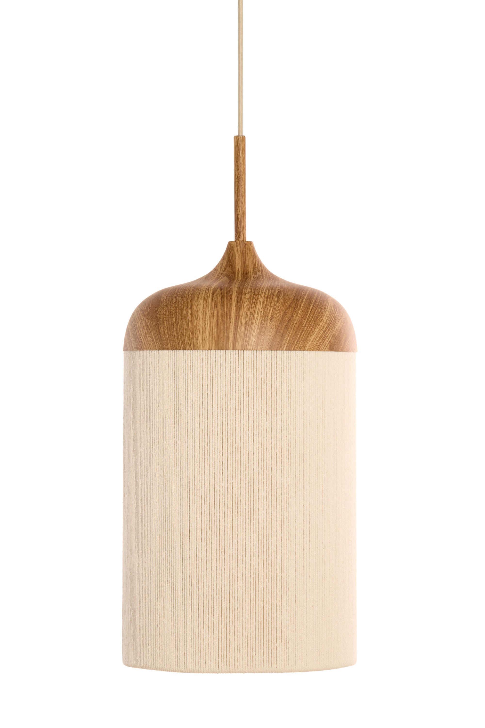 Dania Natural Wood Effect & Cream Rope Pendant Light 22cm