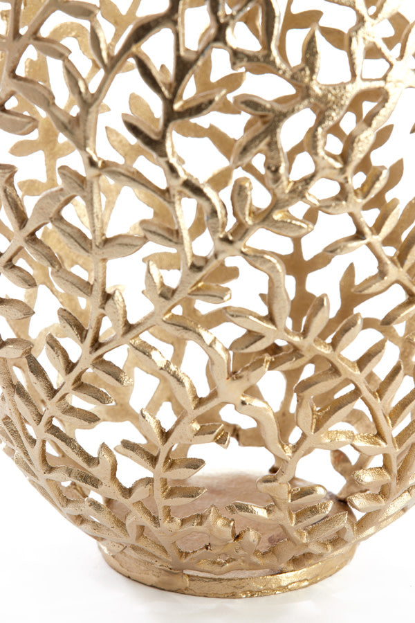 Famaro Antique Gold Metal Hurricane Candle Holder