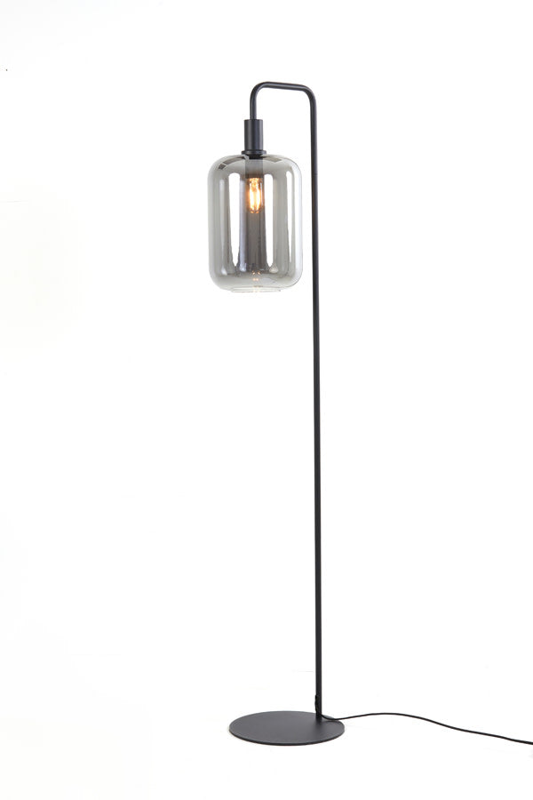 Lekar Black & Smoked Glass Floor Lamp