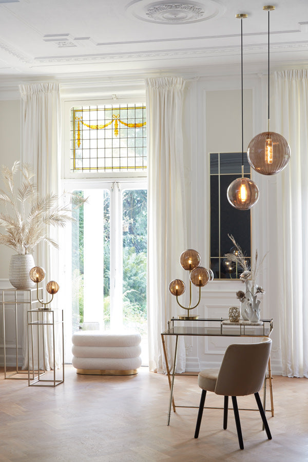 Magdala Brown Glass & Gold Pendant Light 40cm