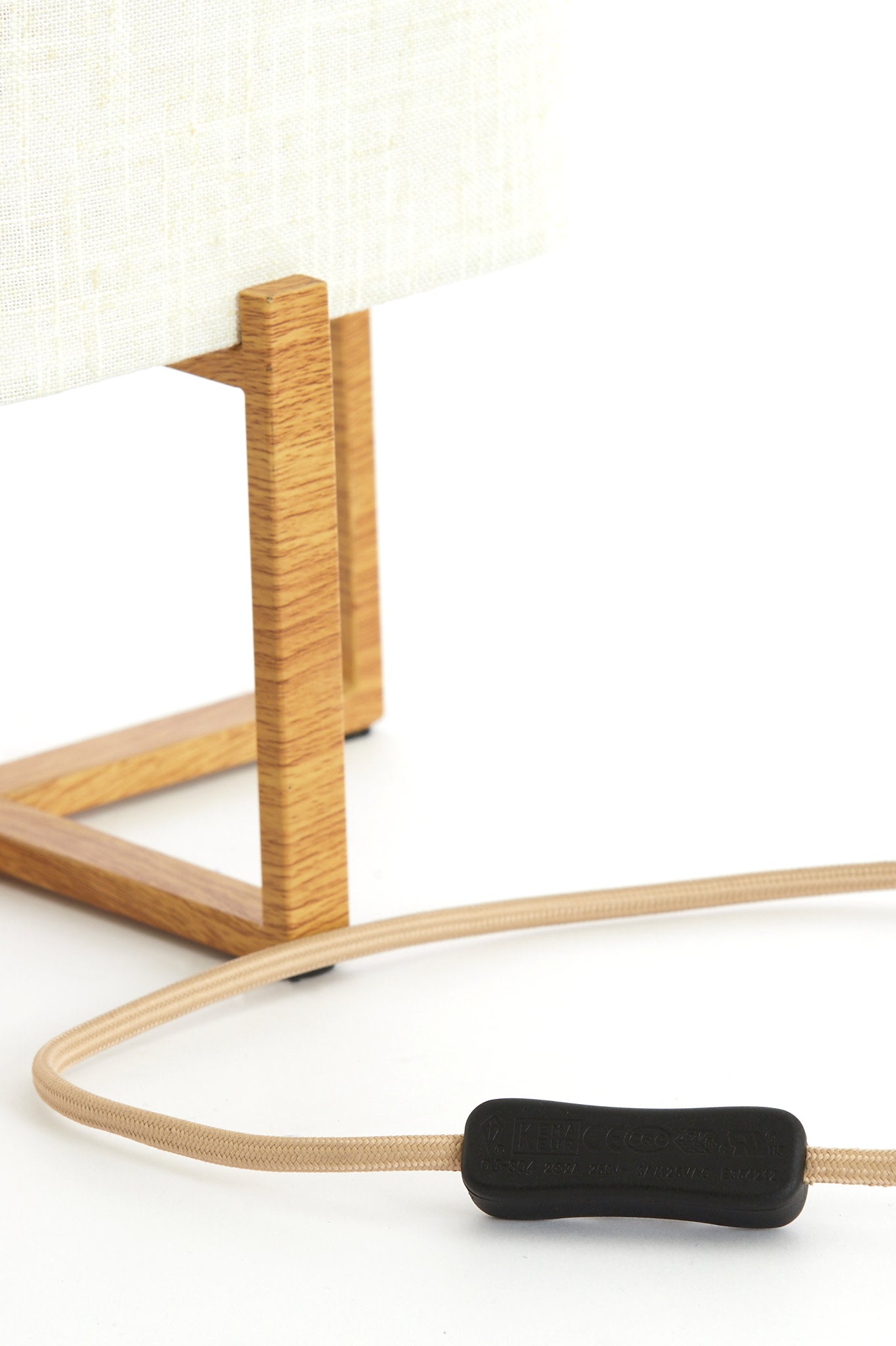 Wyn Natural Wood Effect & Cream Linen Table Lamp 50.5cm