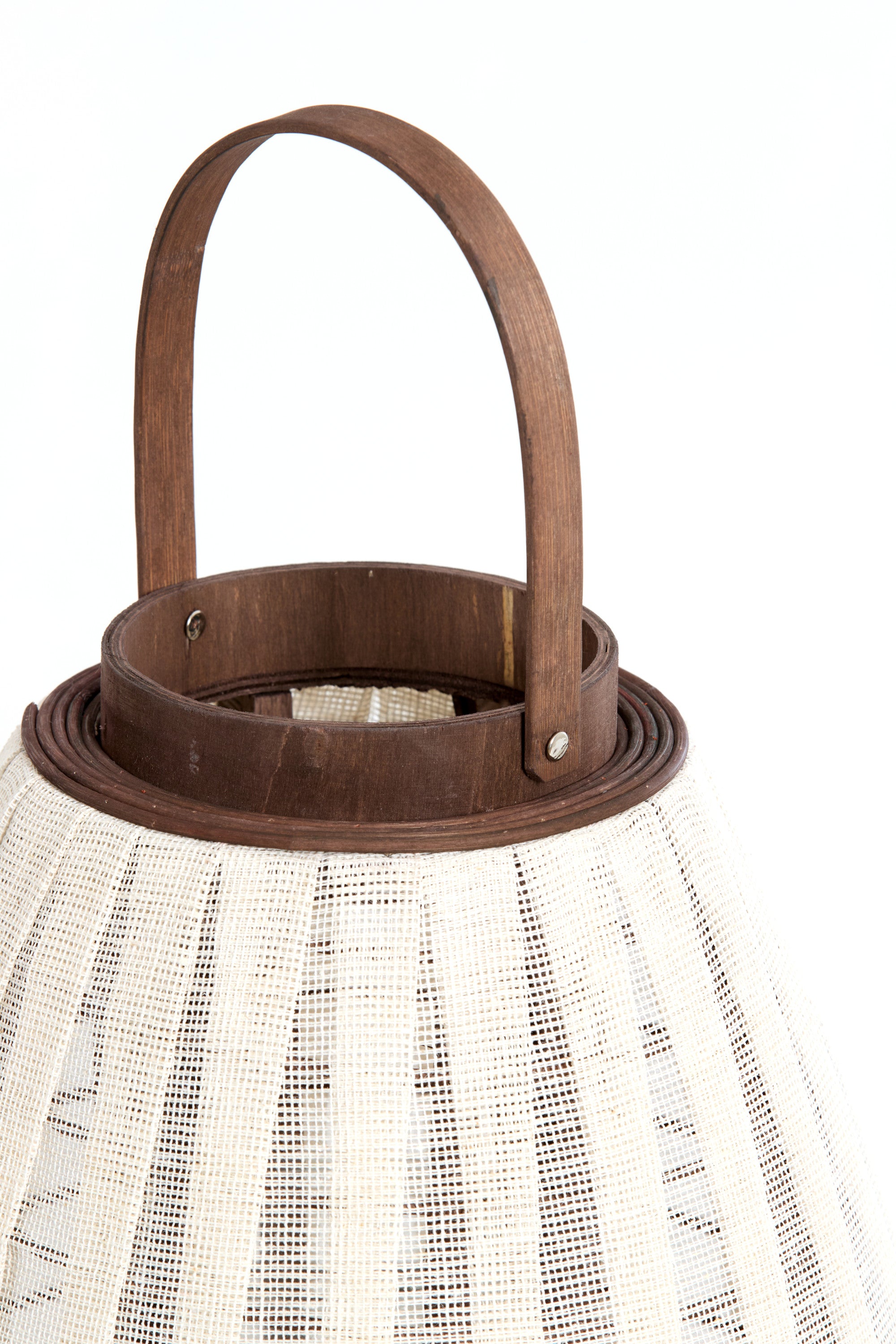 Dazio Natural Linen & Dark Brown Wood Hurricane Candle Holder 55cm
