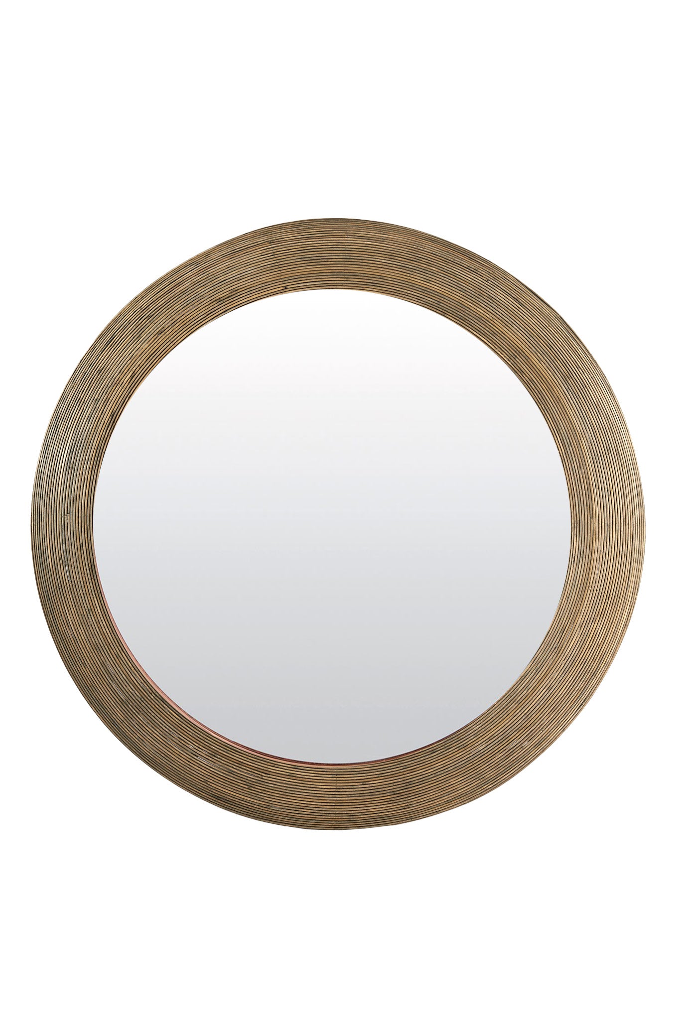 Piedre Brown Rattan Round Wall Mirror 109.5cm