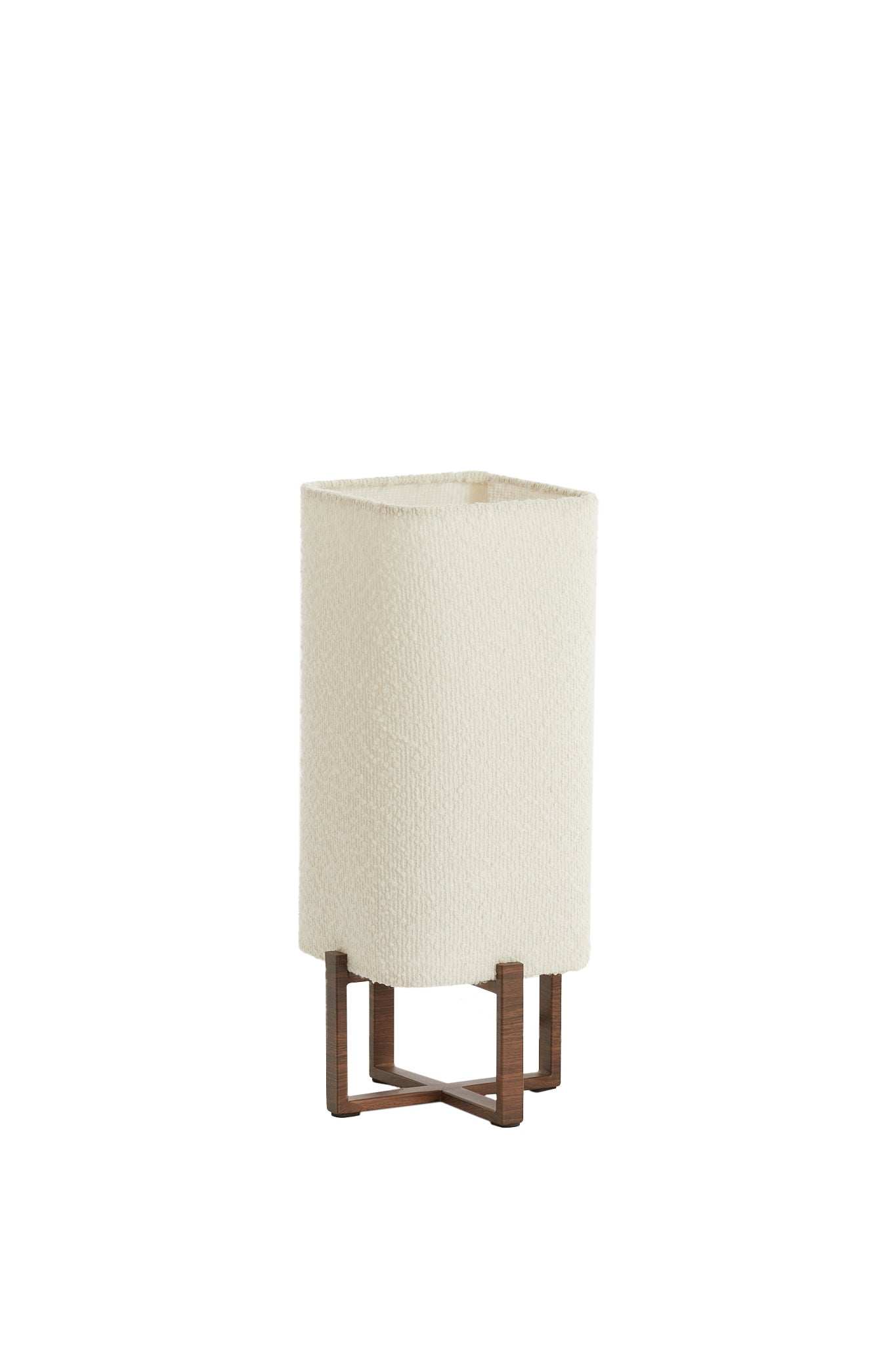 Wyn Dark Brown Wood Effect & Cream Bouclé Table Lamp 39cm