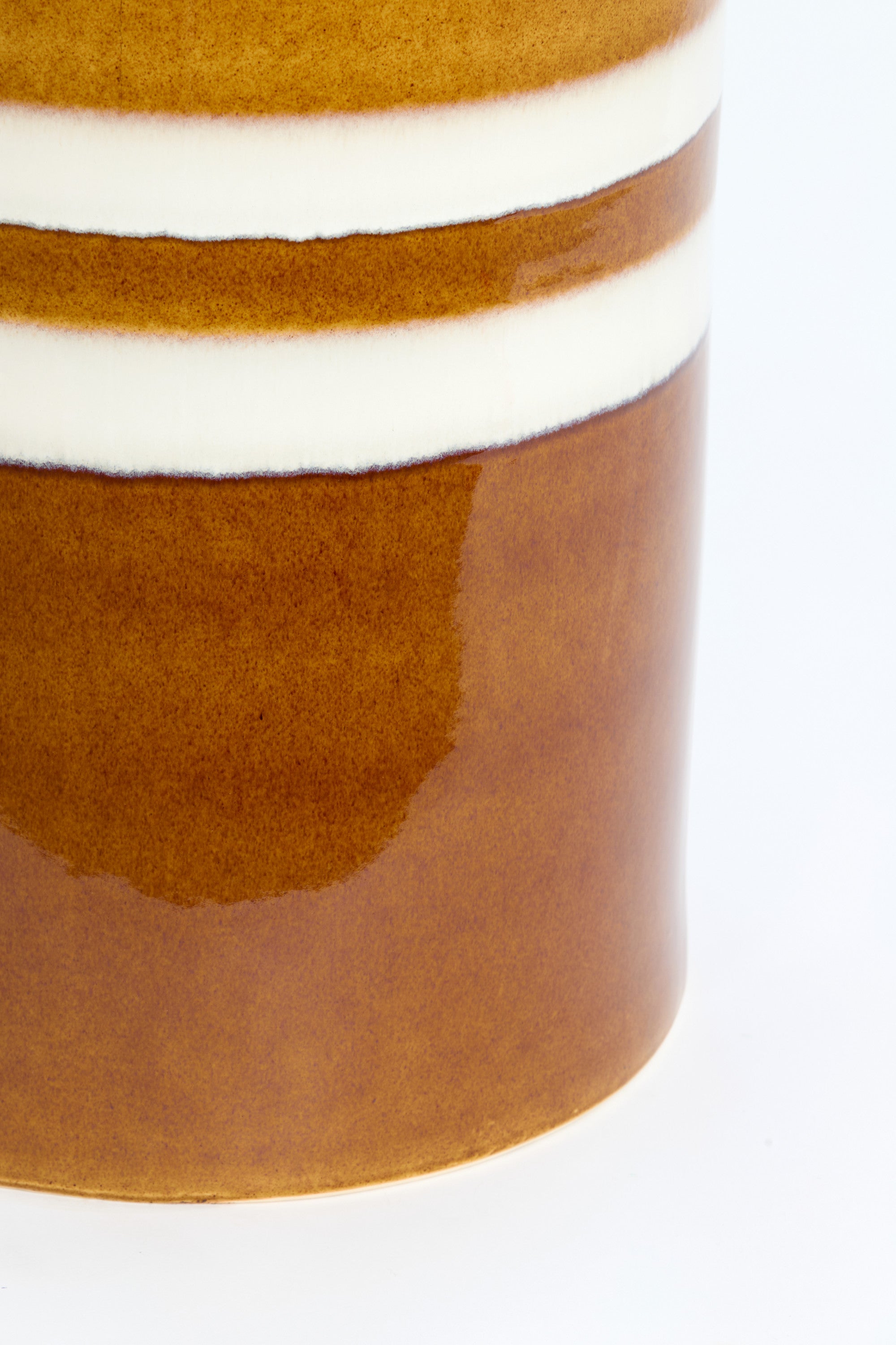 Mooca Cognac/White Striped Ceramic Round Side Table 44cm