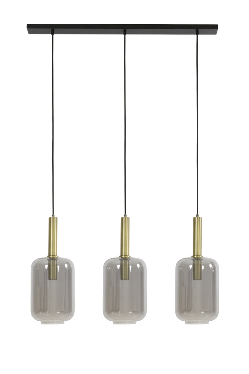 Lekar Antique Bronze & Smoked Glass 3 Light Pendant Light