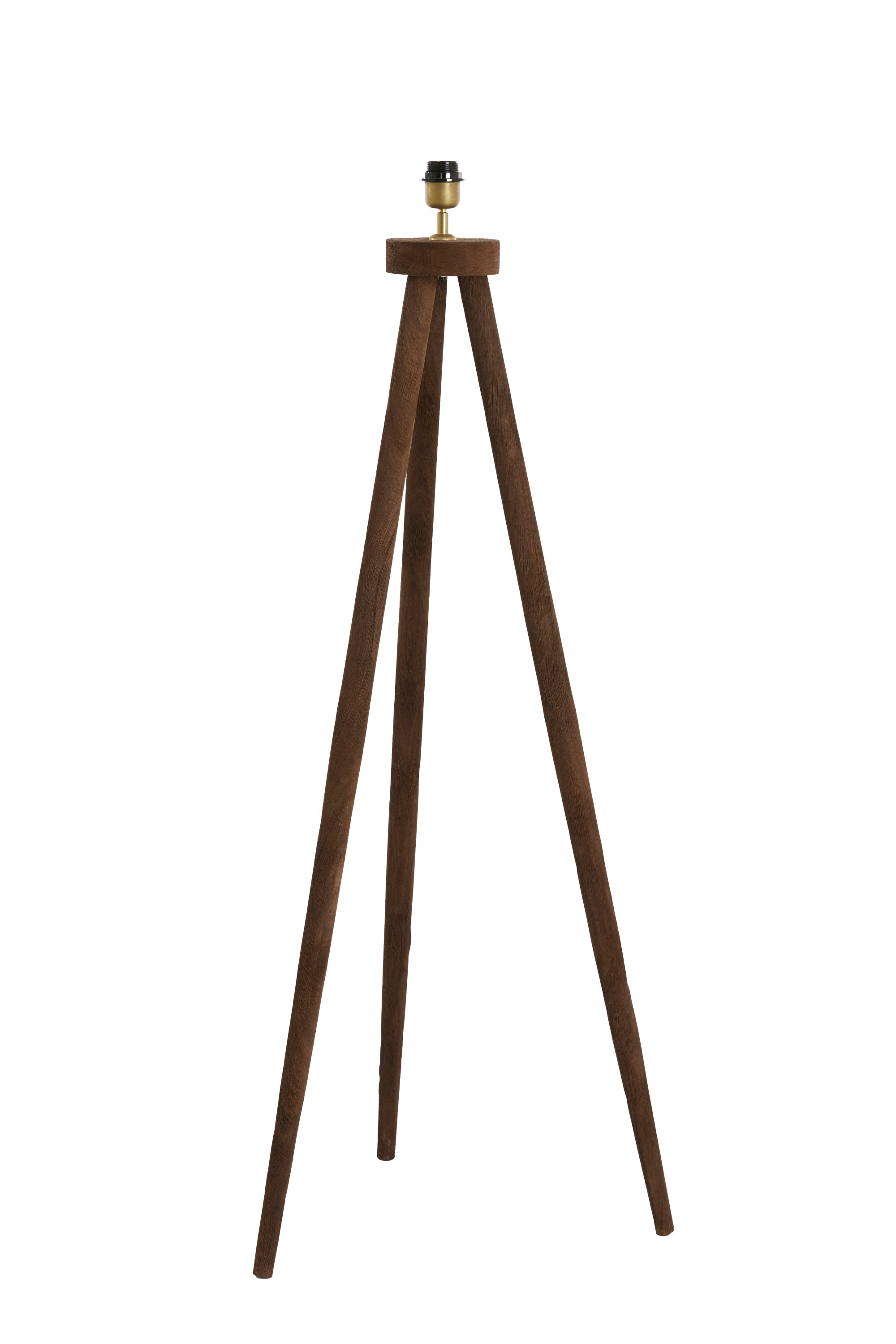 Ilias Matt Dark Brown Wood Tripod Floor Lamp