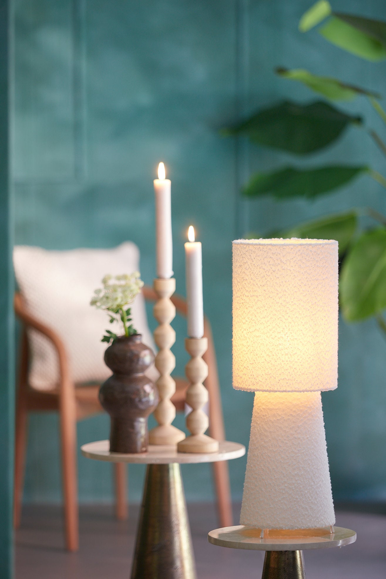 Mikkel Cream Bouclé Table Lamp