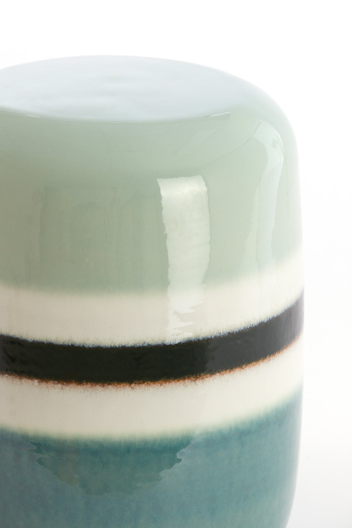 Franca Green Striped Ceramic Round Side Table