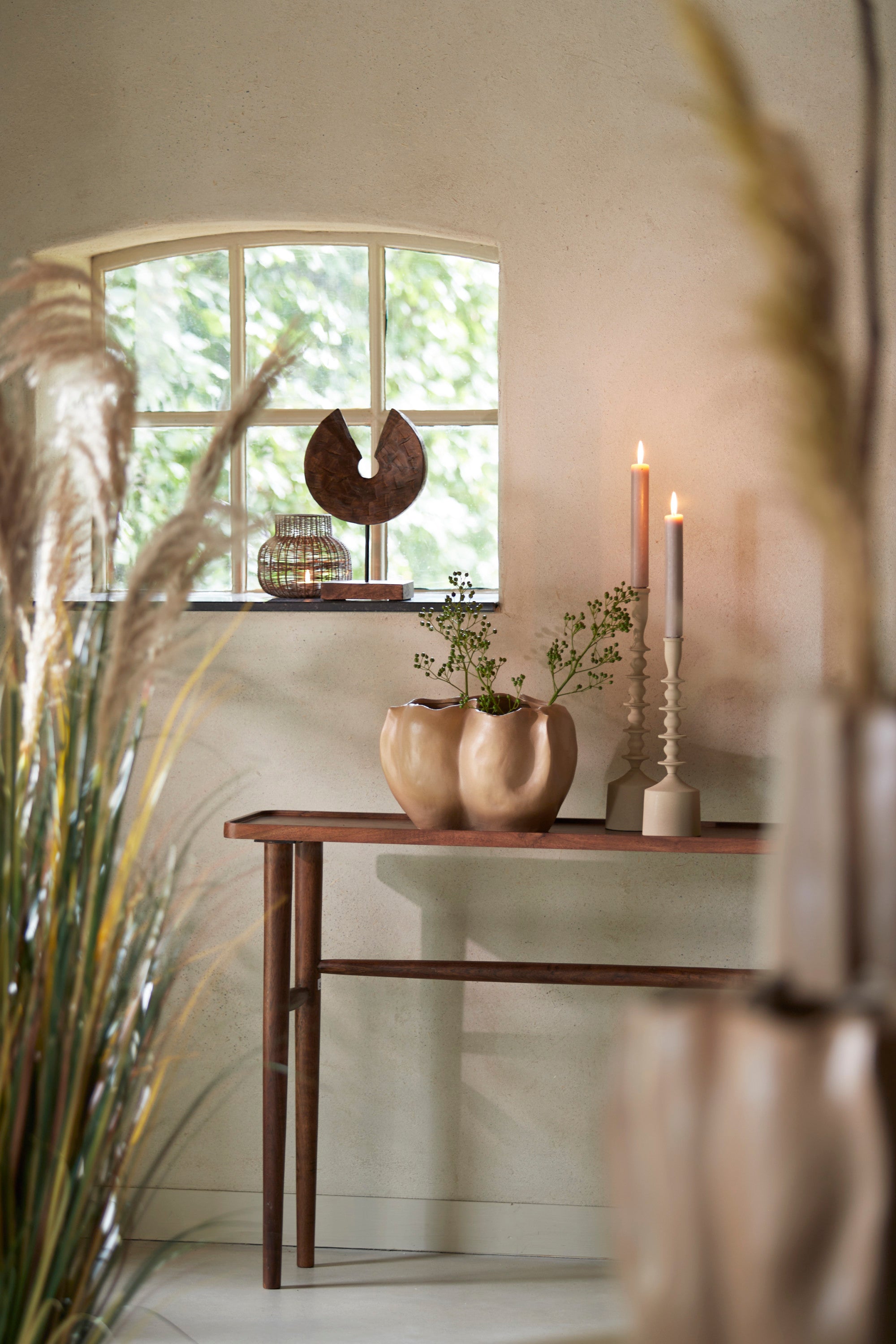Qiano Brown Acacia Wood Console Table 82cm