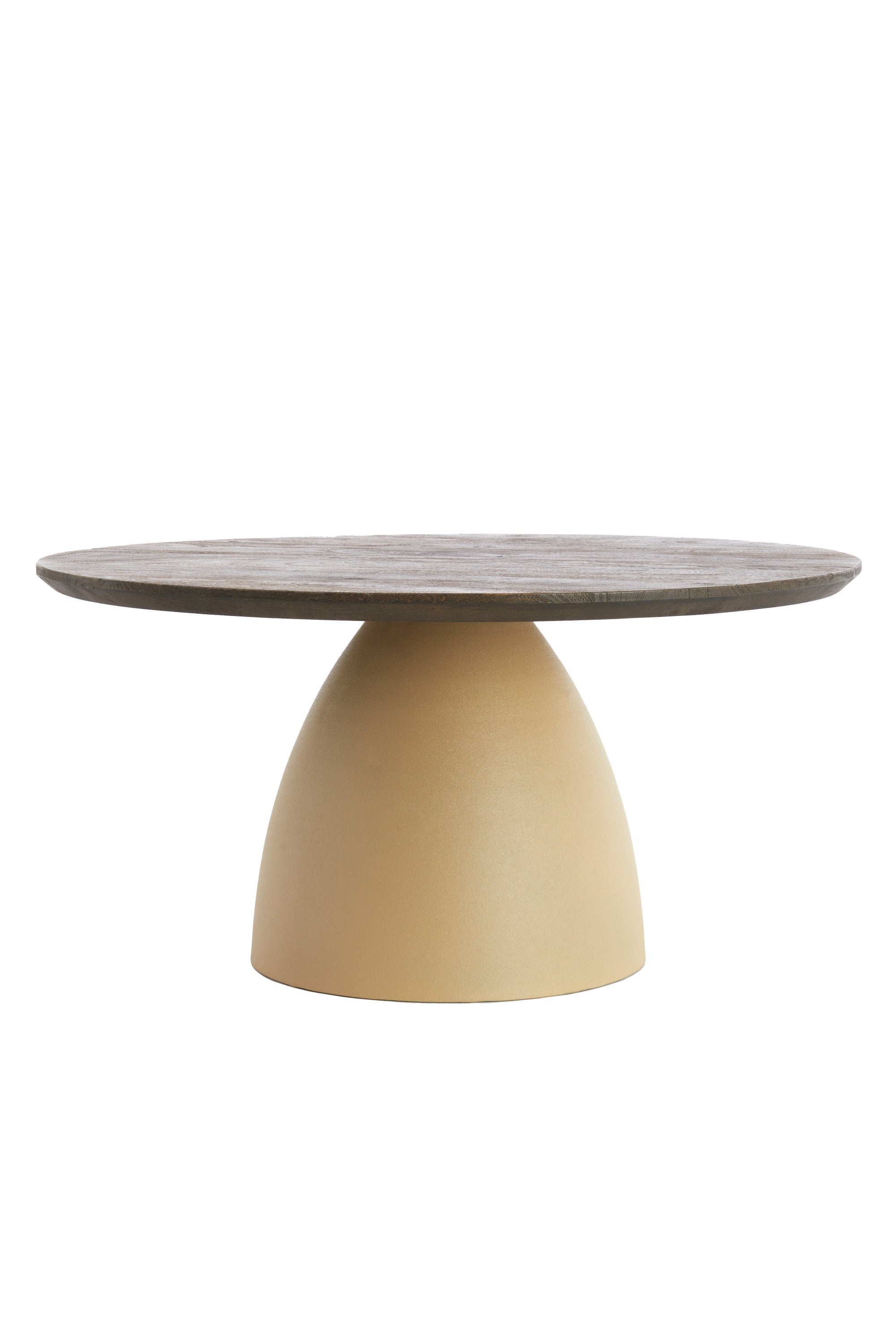 Ocana Oiled Brown Wood & Matt Beige Round Coffee Table