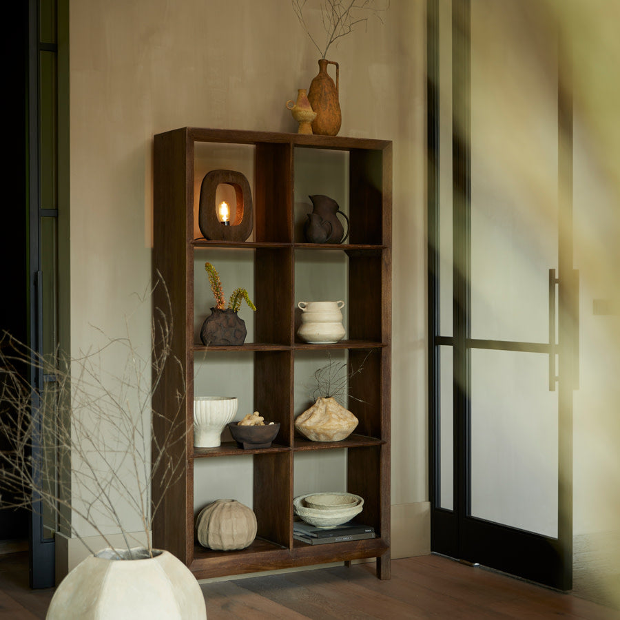 Kelafo Chocolate Brown Wood Table Lamp 30cm