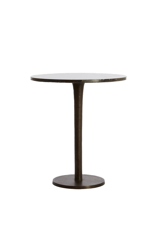 Pazo Dark Brown Marble Round Side Table 53cm