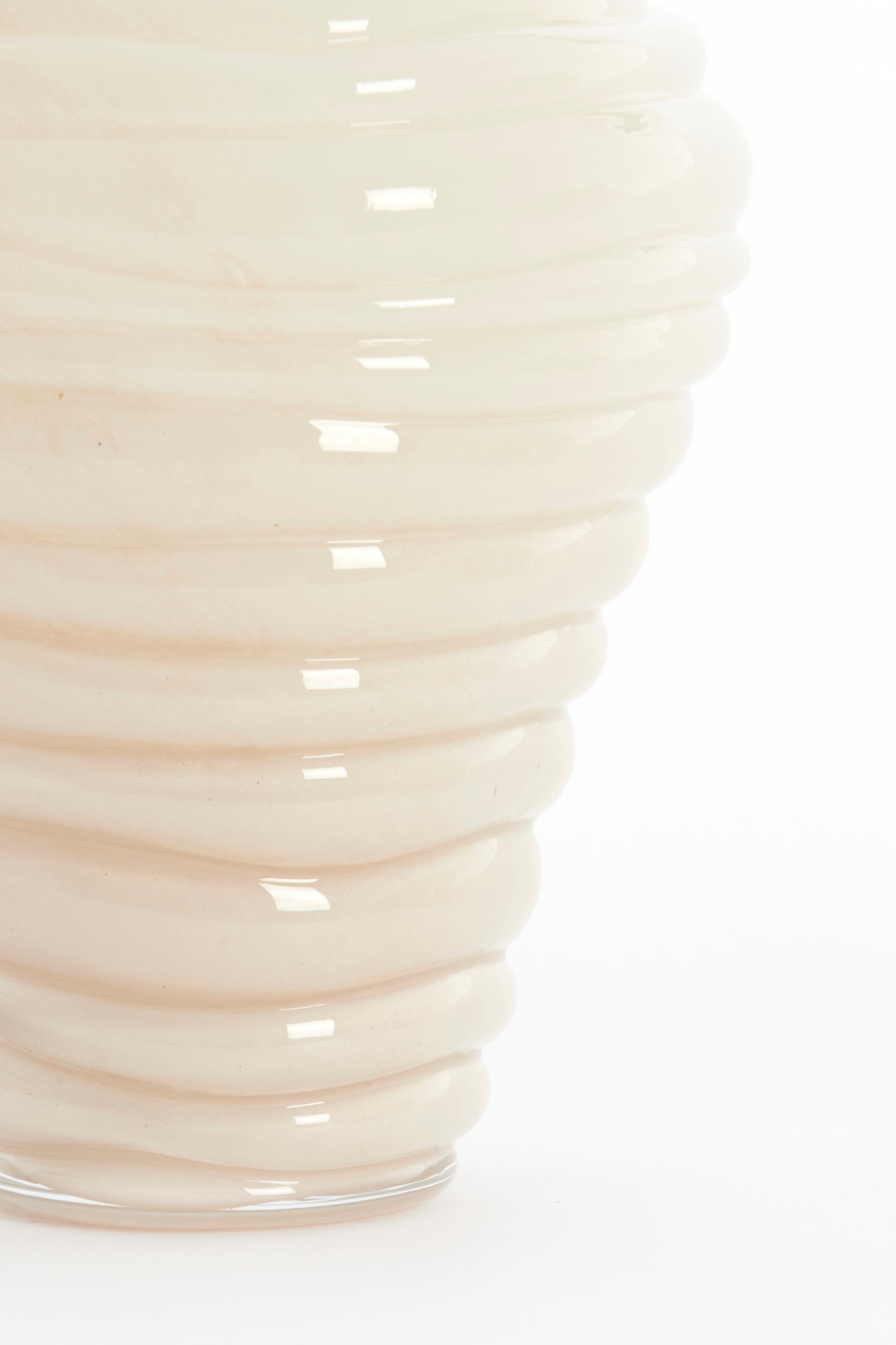 Fenlor Cream Ribbed Glass Vase