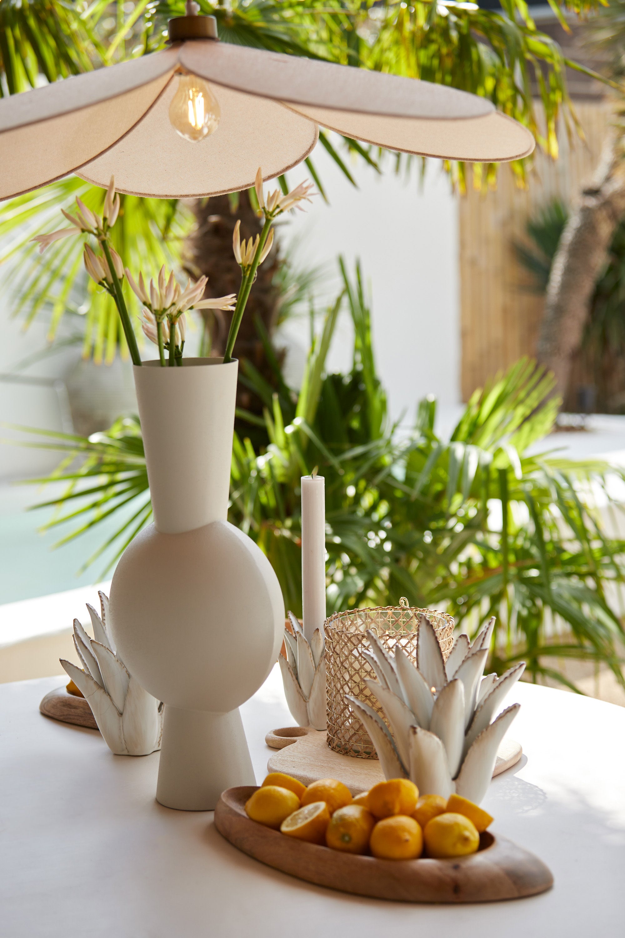 Kavandu Cream Metal Vase 54cm