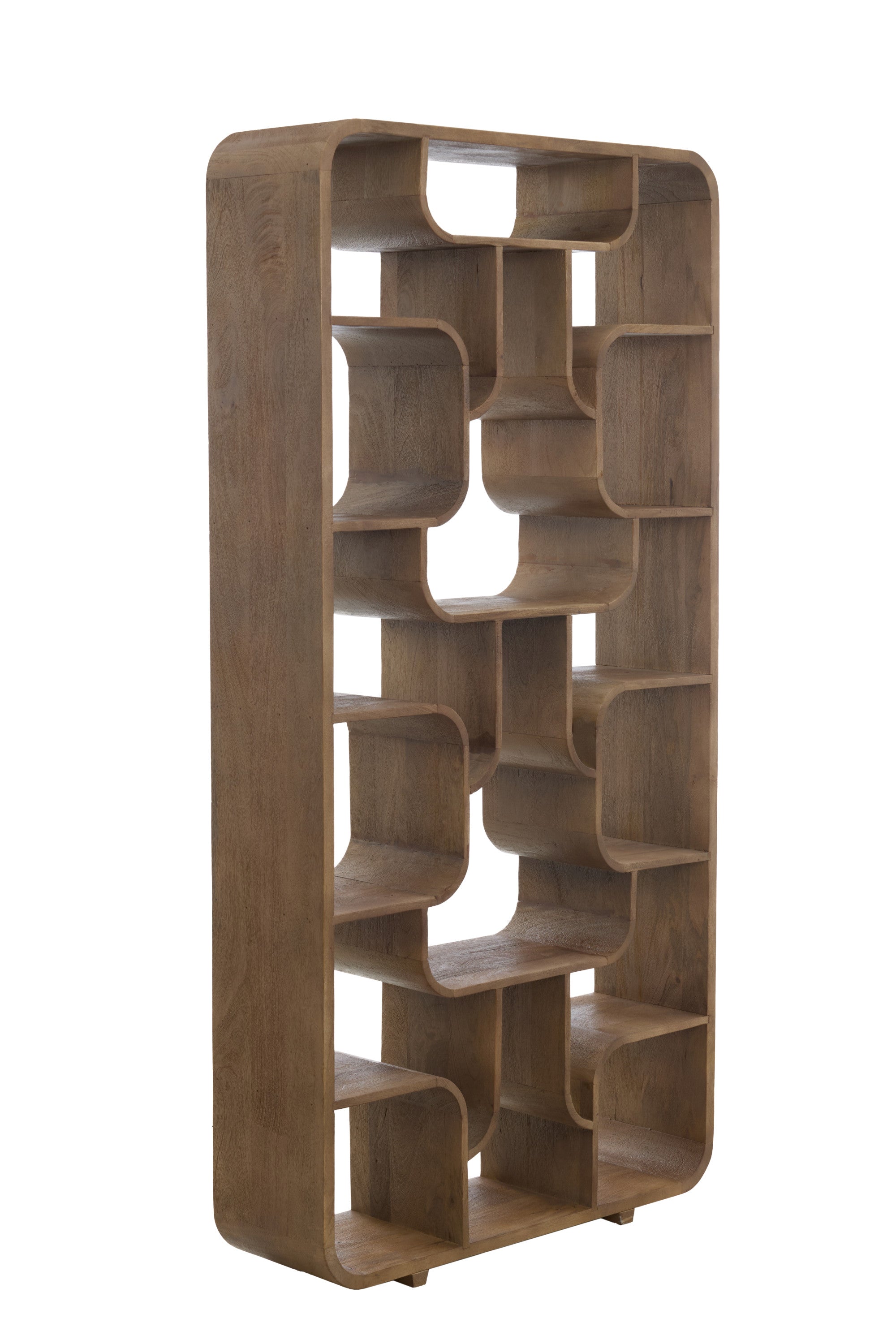 Labare Grey/Dark Brown Wood Open Display Unit 200cm