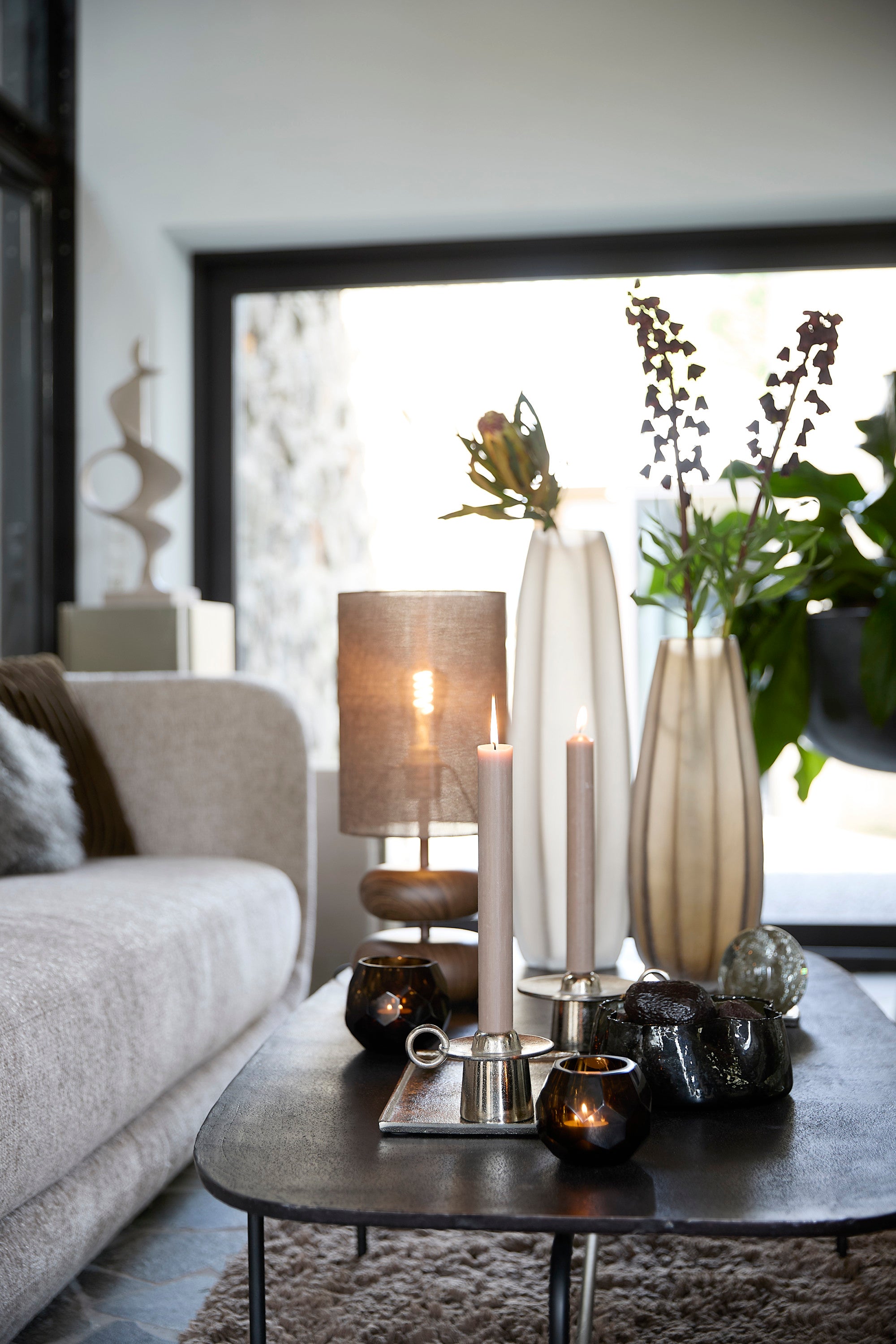 Danialo Dark Brown Wood Effect Table Lamp 50.5cm