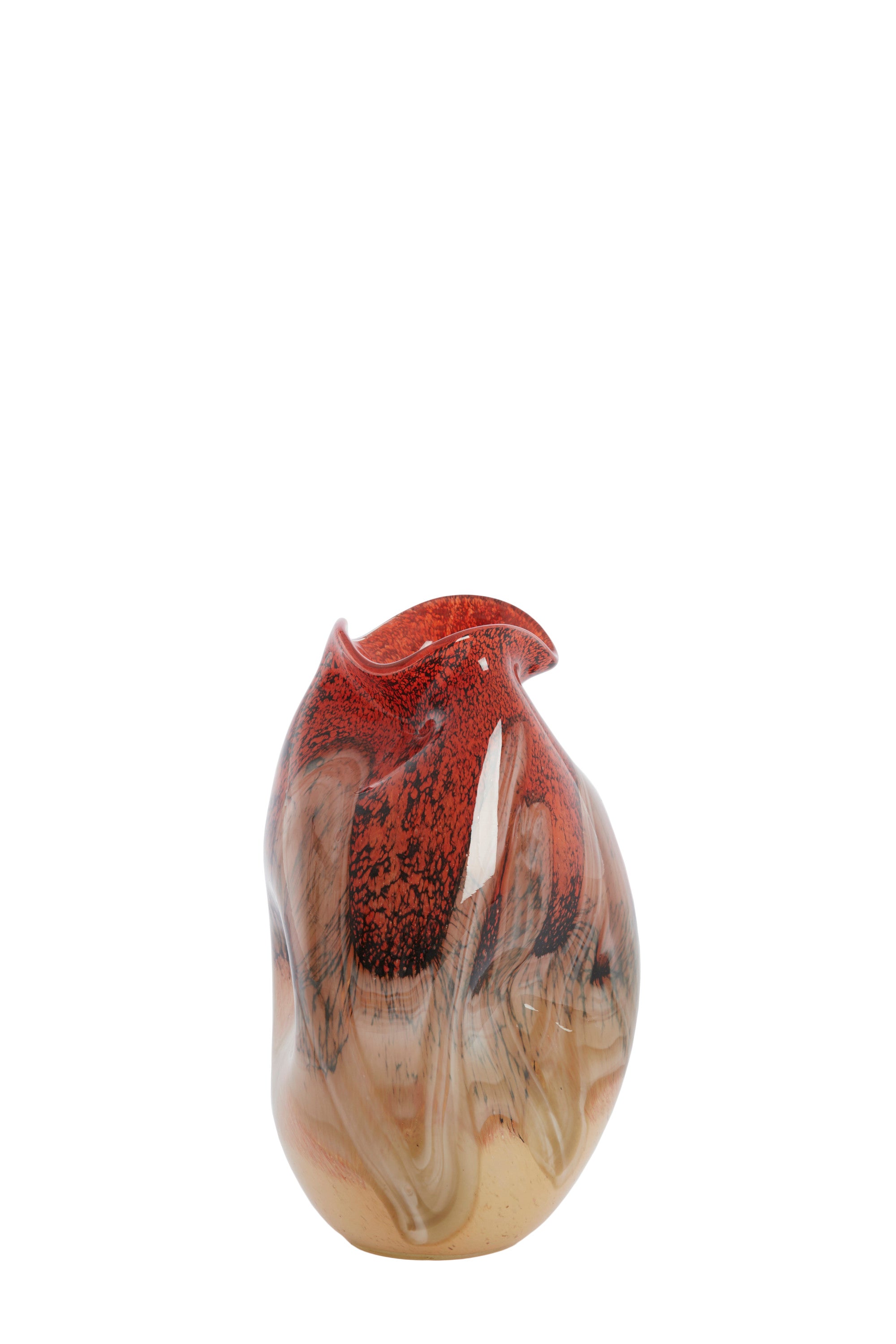 Jorien Red & Taupe Glass Vase 25cm