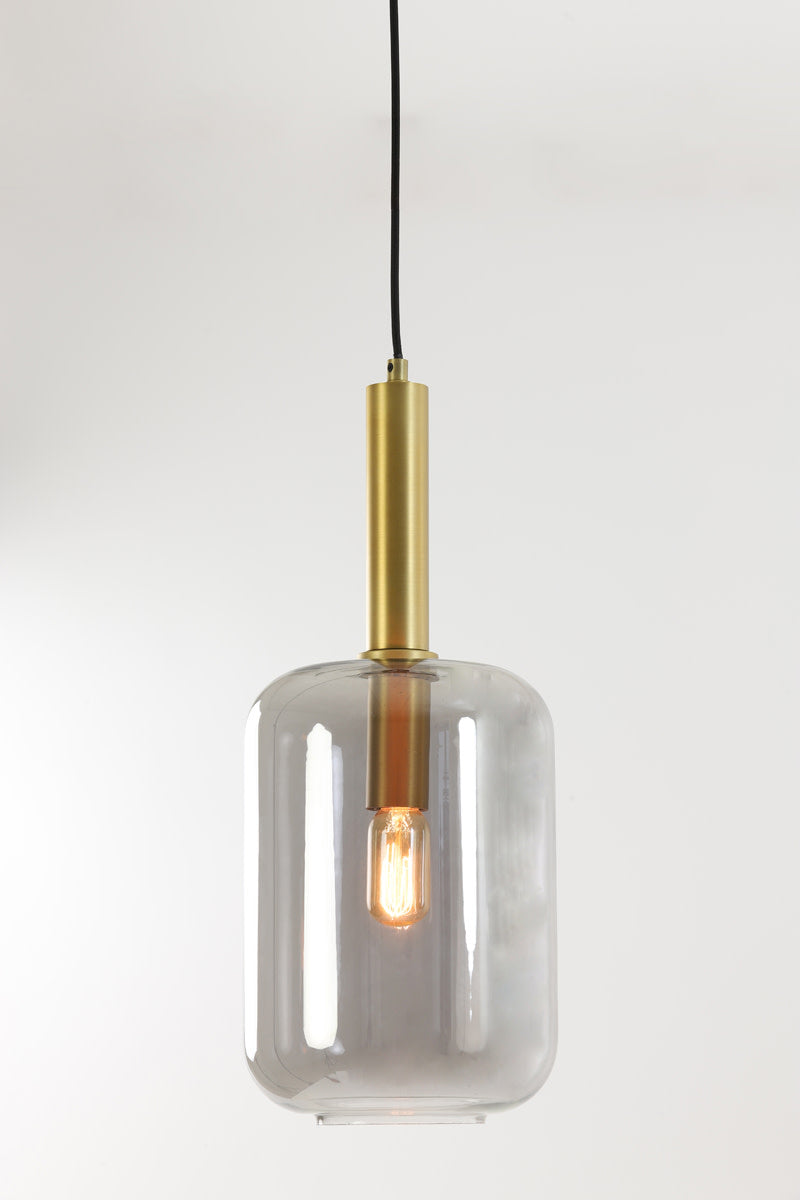 Lekar Antique Bronze & Smoked Glass Pendant Light 22cm
