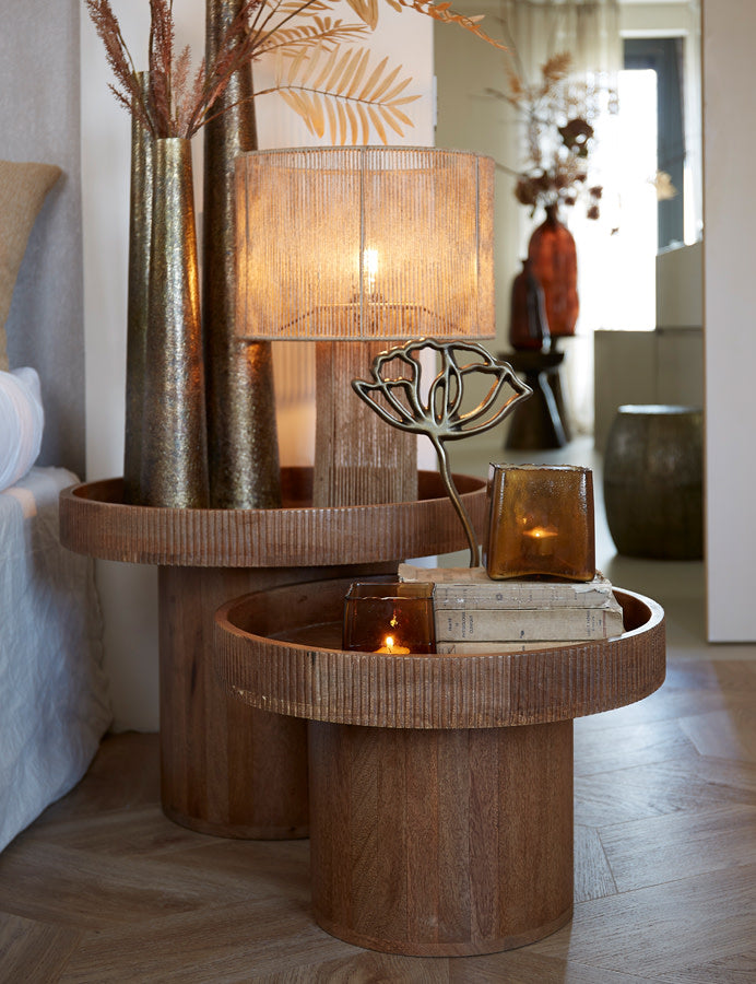 Kalomo Dark Brown Wood Round Side Table 44cm