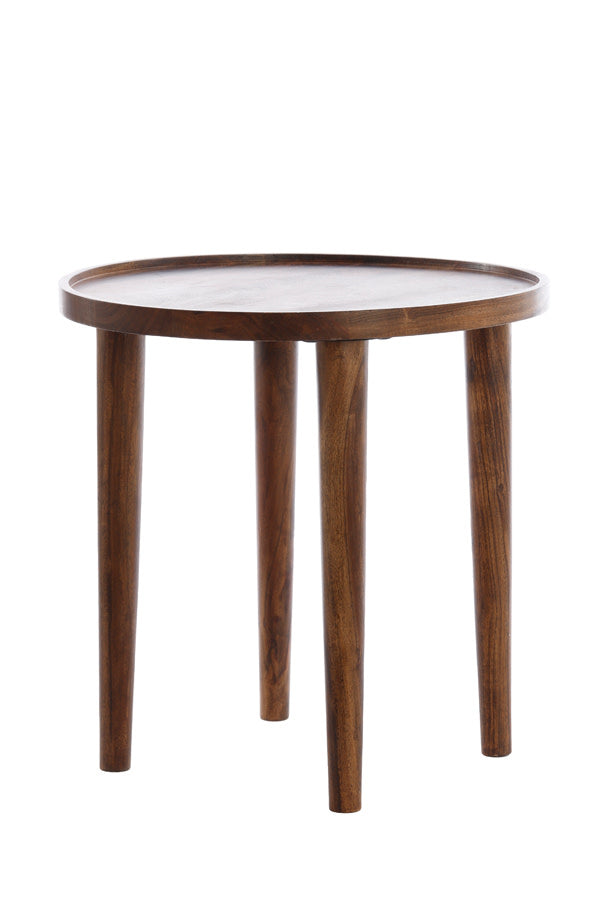 Qiano Brown Acacia Wood Round Side Table 45cm