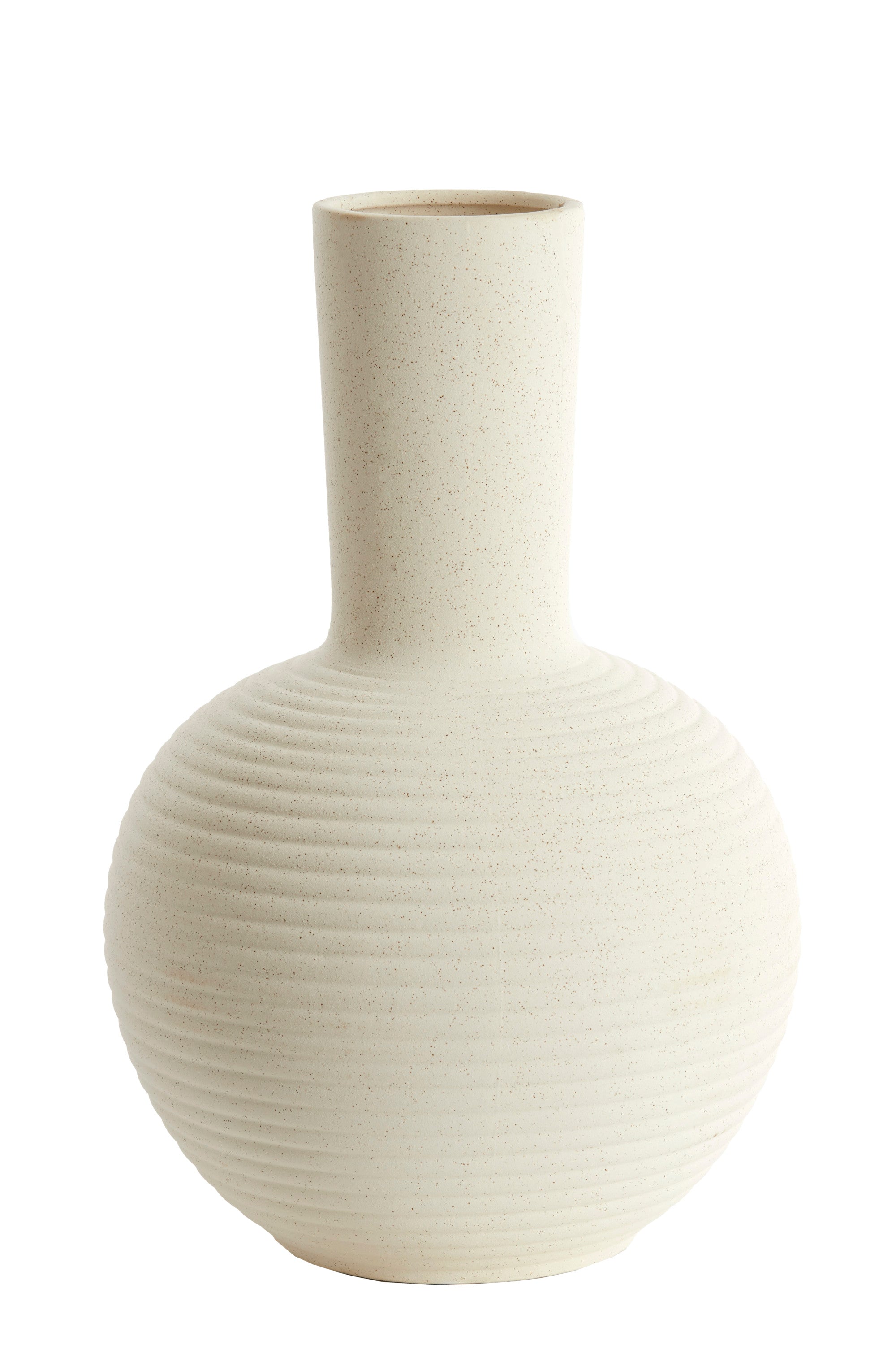 Ulloa Matt Cream Ribbed Ceramic Vase 52cm