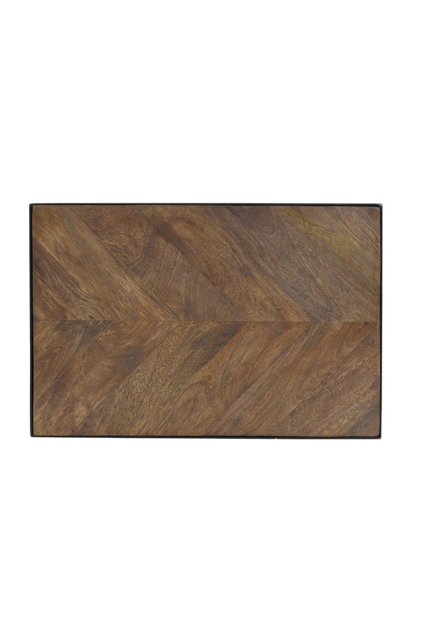 Chisa Brown/Black Mango Wood Rectangular Side Table
