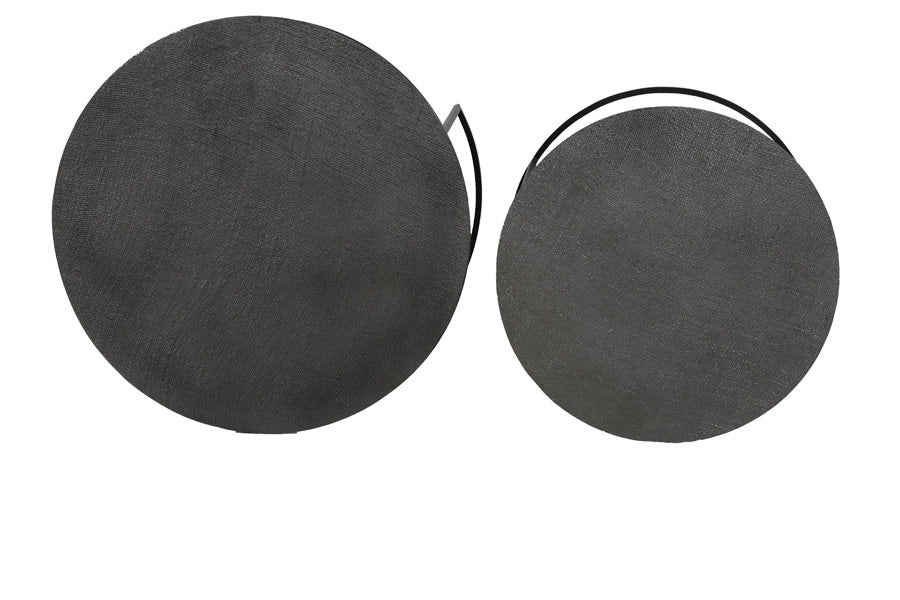 Rengo Set of 2 Textured Black Nickel Metal Round Coffee Tables Nest