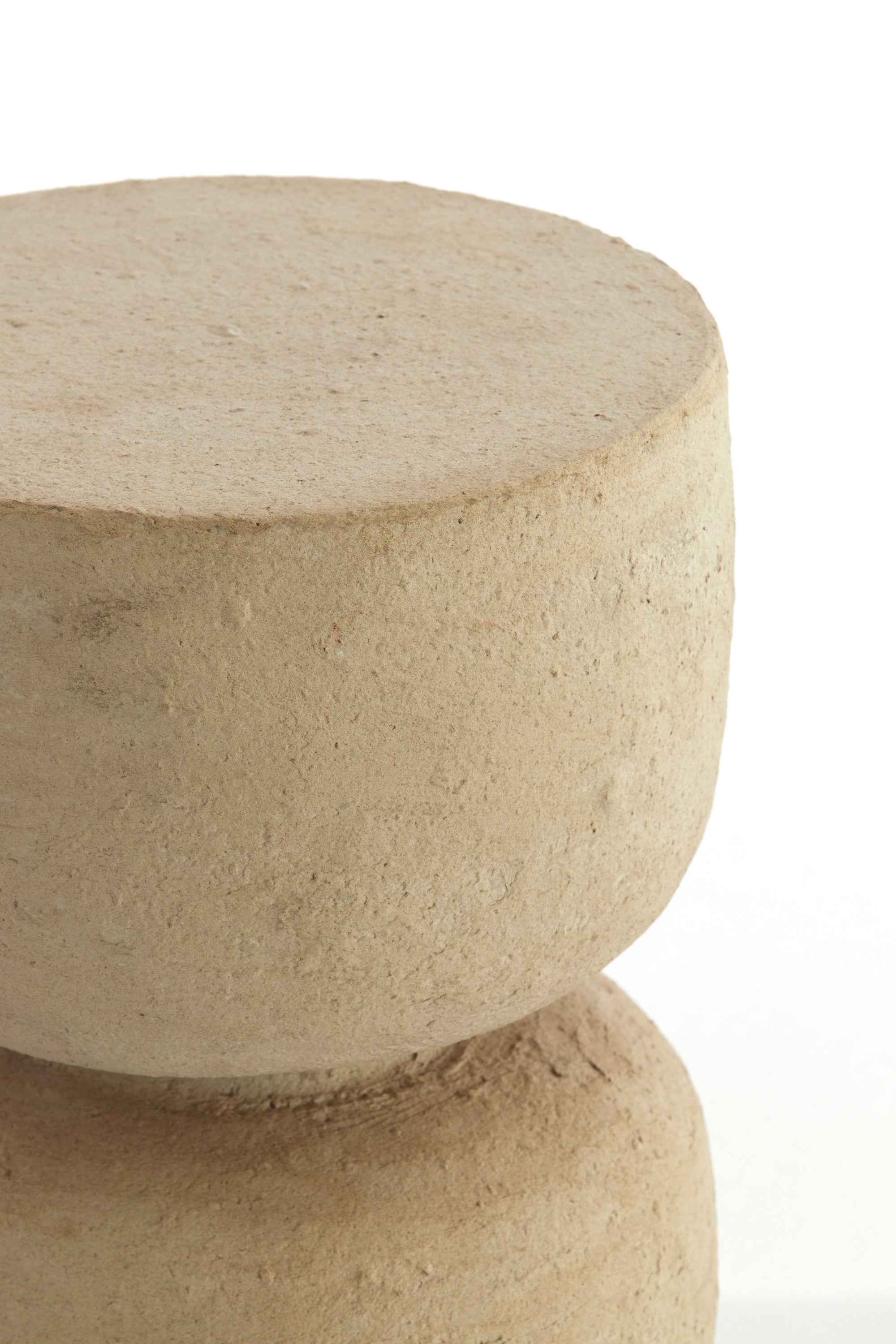 Jalon Beige Papier Mâché Round Side Table