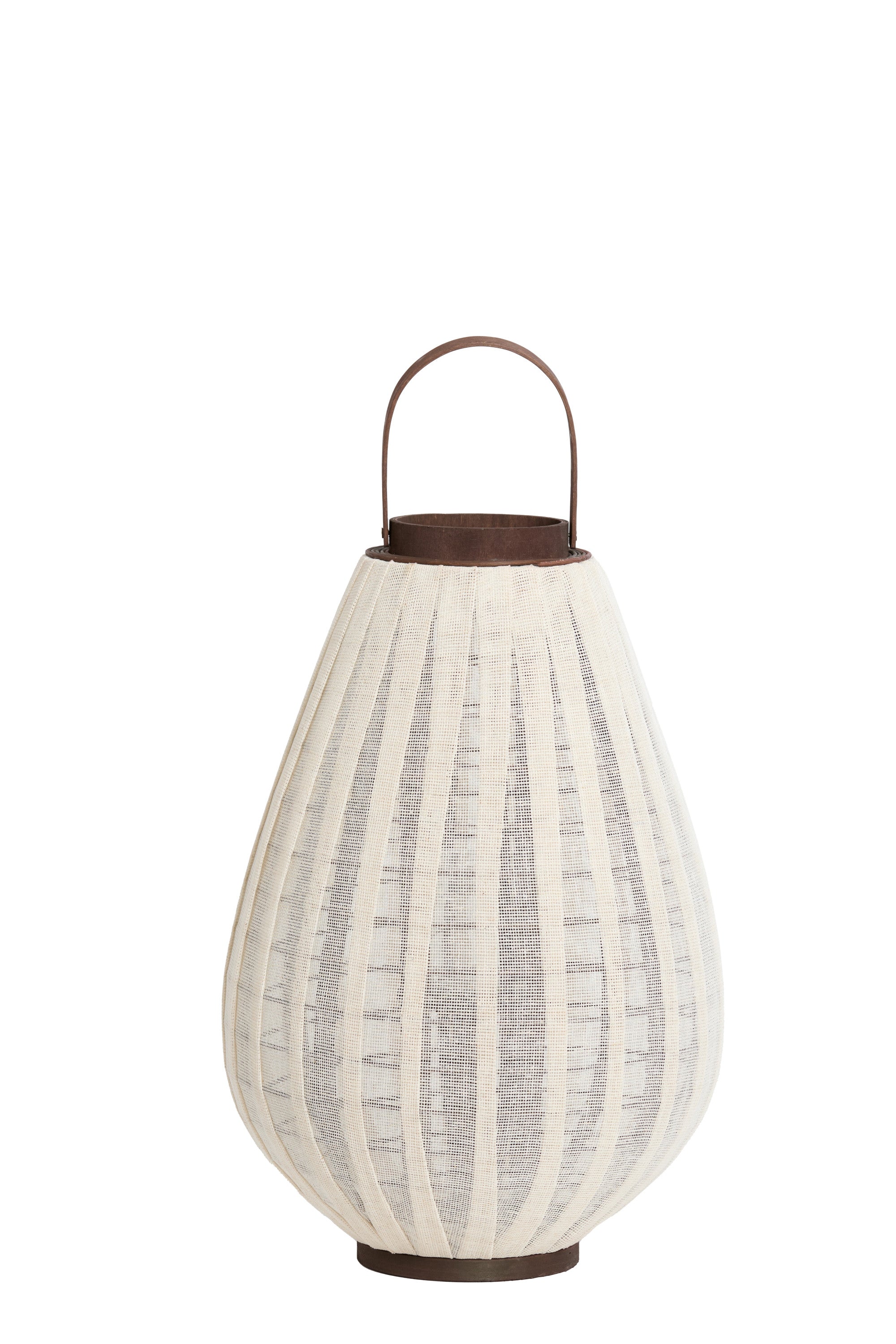 Dazio Natural Linen & Dark Brown Wood Hurricane Candle Holder 55cm