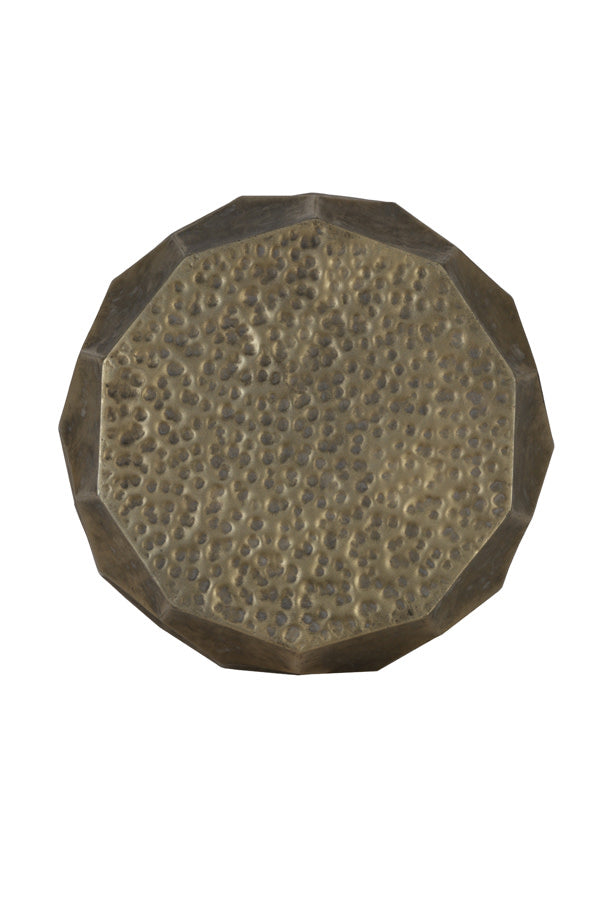 Kalan Antique Gold Geometric Metal Round Side Table