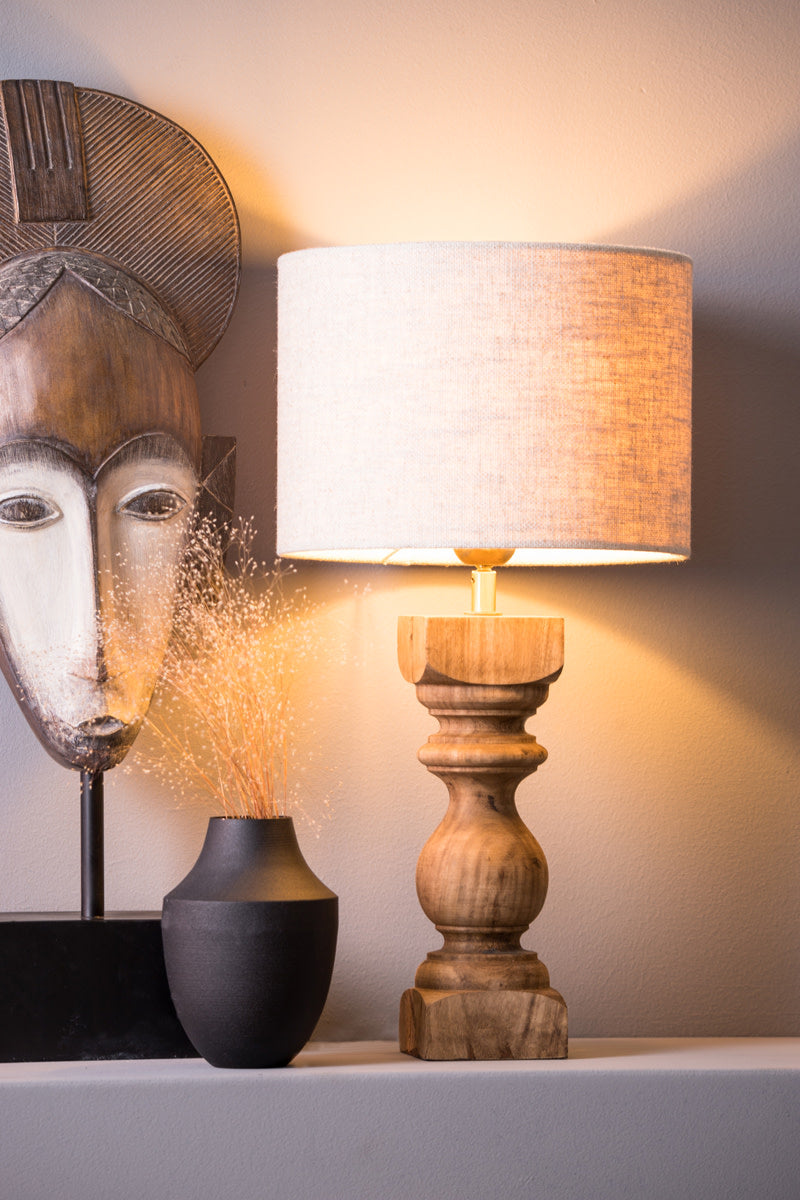 Cumani Dark Brown Wood Table Lamp Base