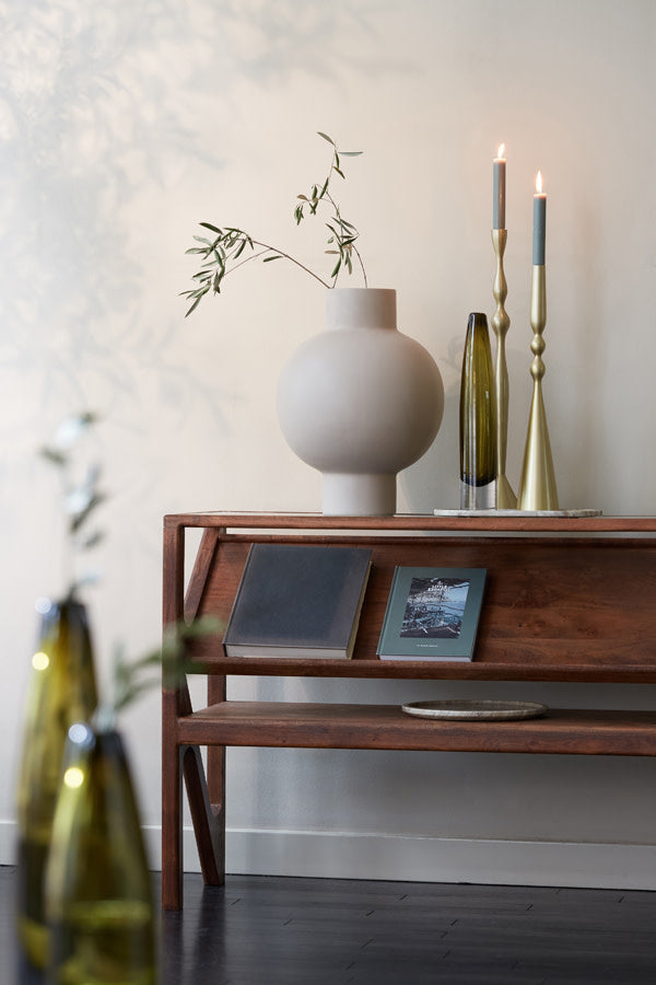 Yuki Dark Brown Acacia Wood & Glass Console Table