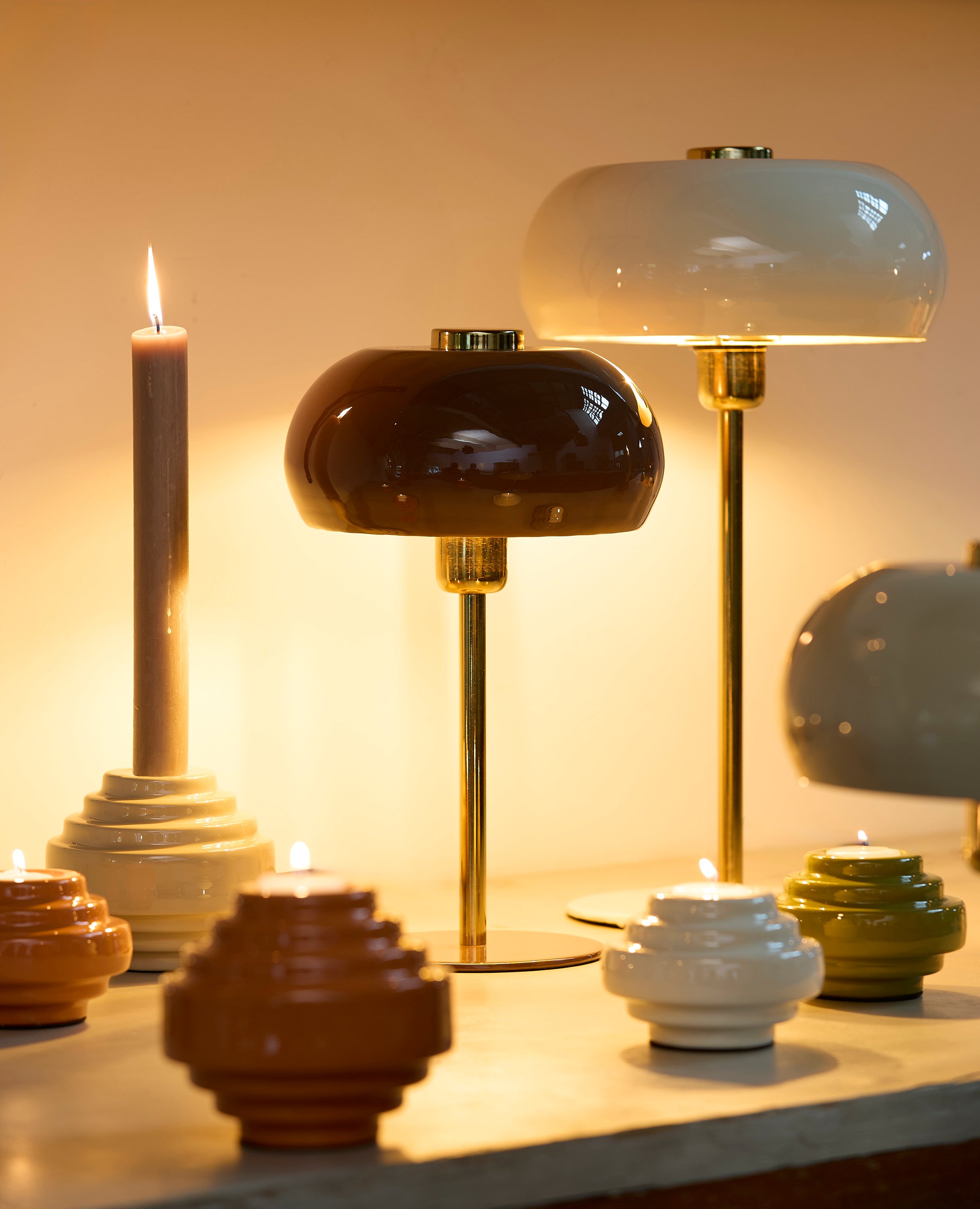Surin Gloss Cream & Gold Metal Table Lamp