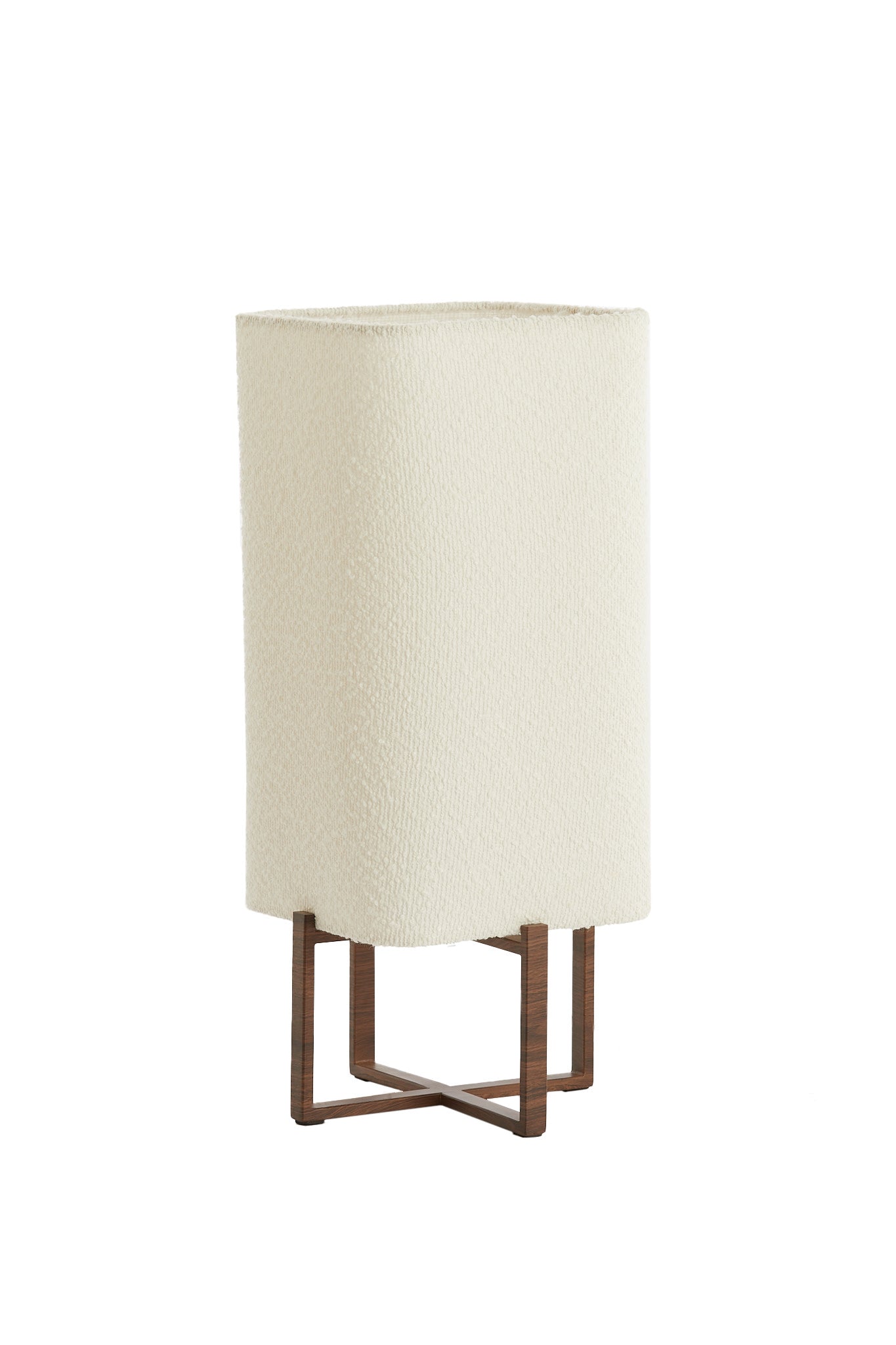 Wyn Dark Brown Wood Effect & Cream Bouclé Table Lamp 50.5cm