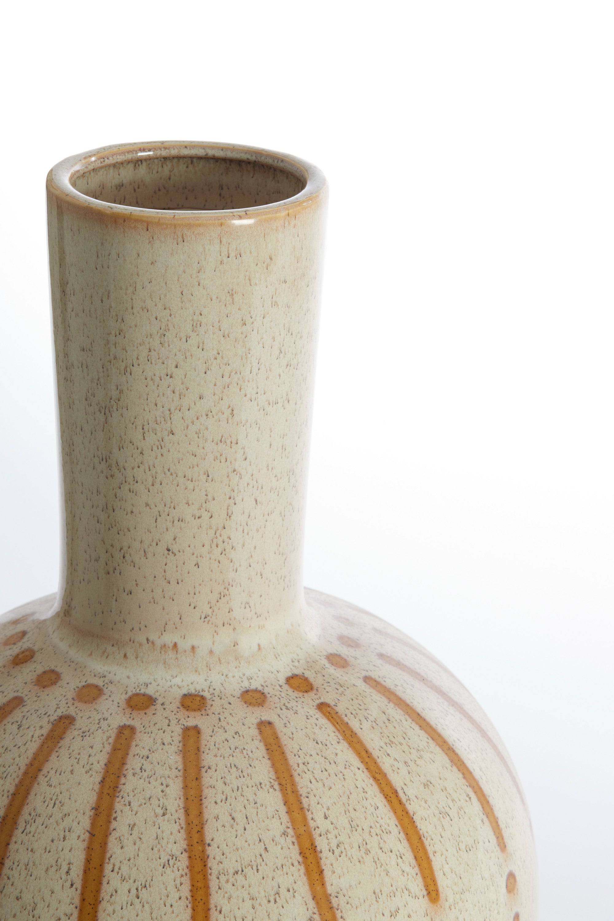 Ulloa Gloss Cream & Brown Ceramic Vase 52cm