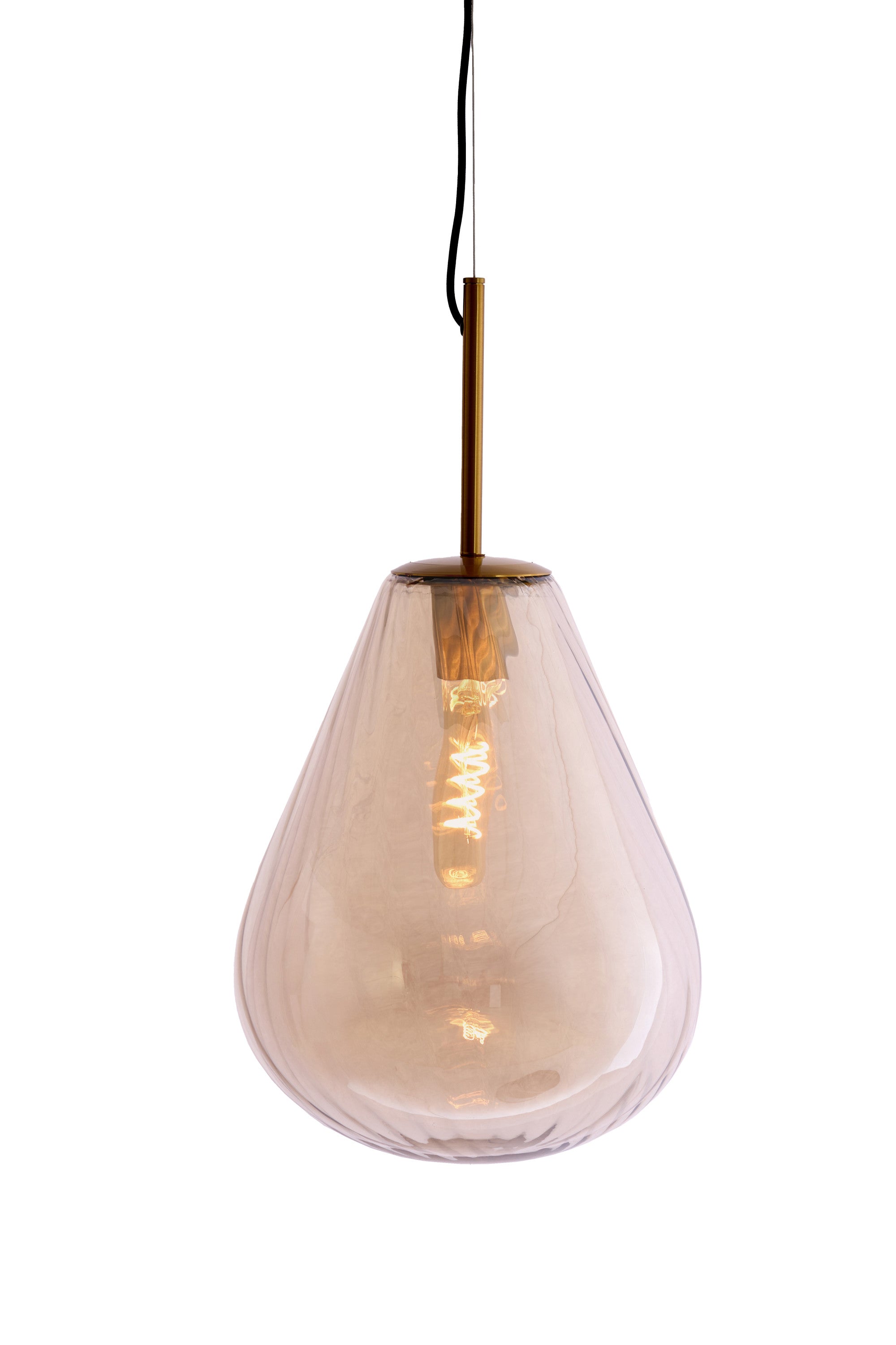 Leona Antique Bronze & Amber Glass Pendant Light 33cm