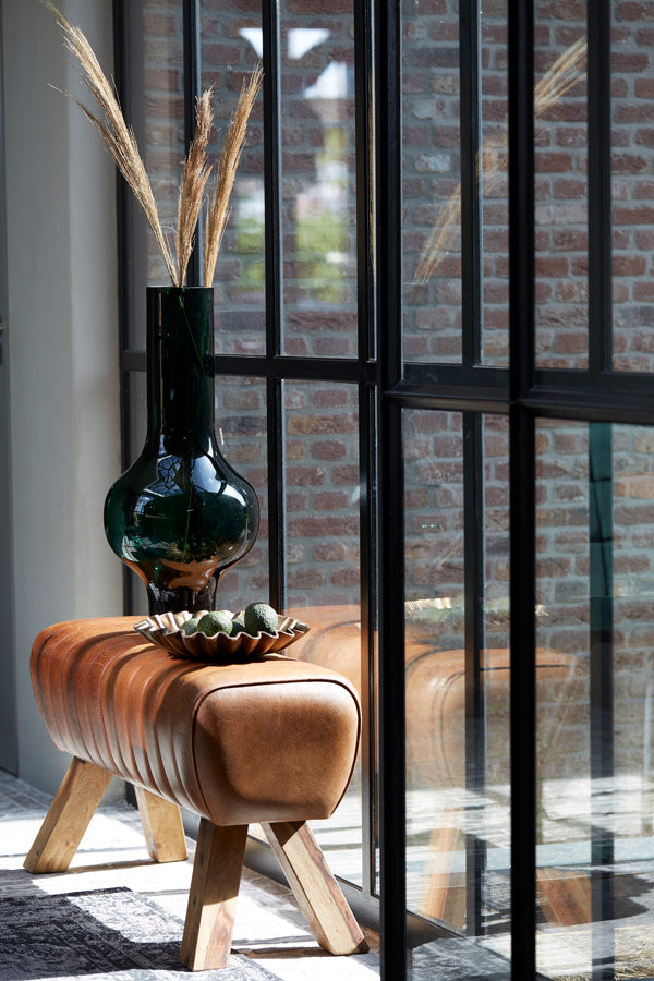Ramy Brown Leather Bench