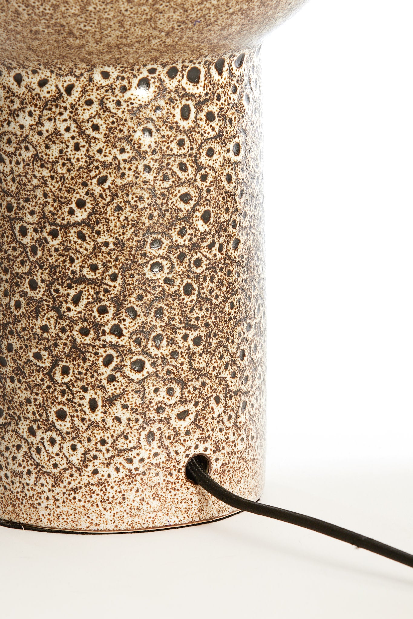 Yasur Cream Ceramic & Black Table Lamp Base 34.5cm