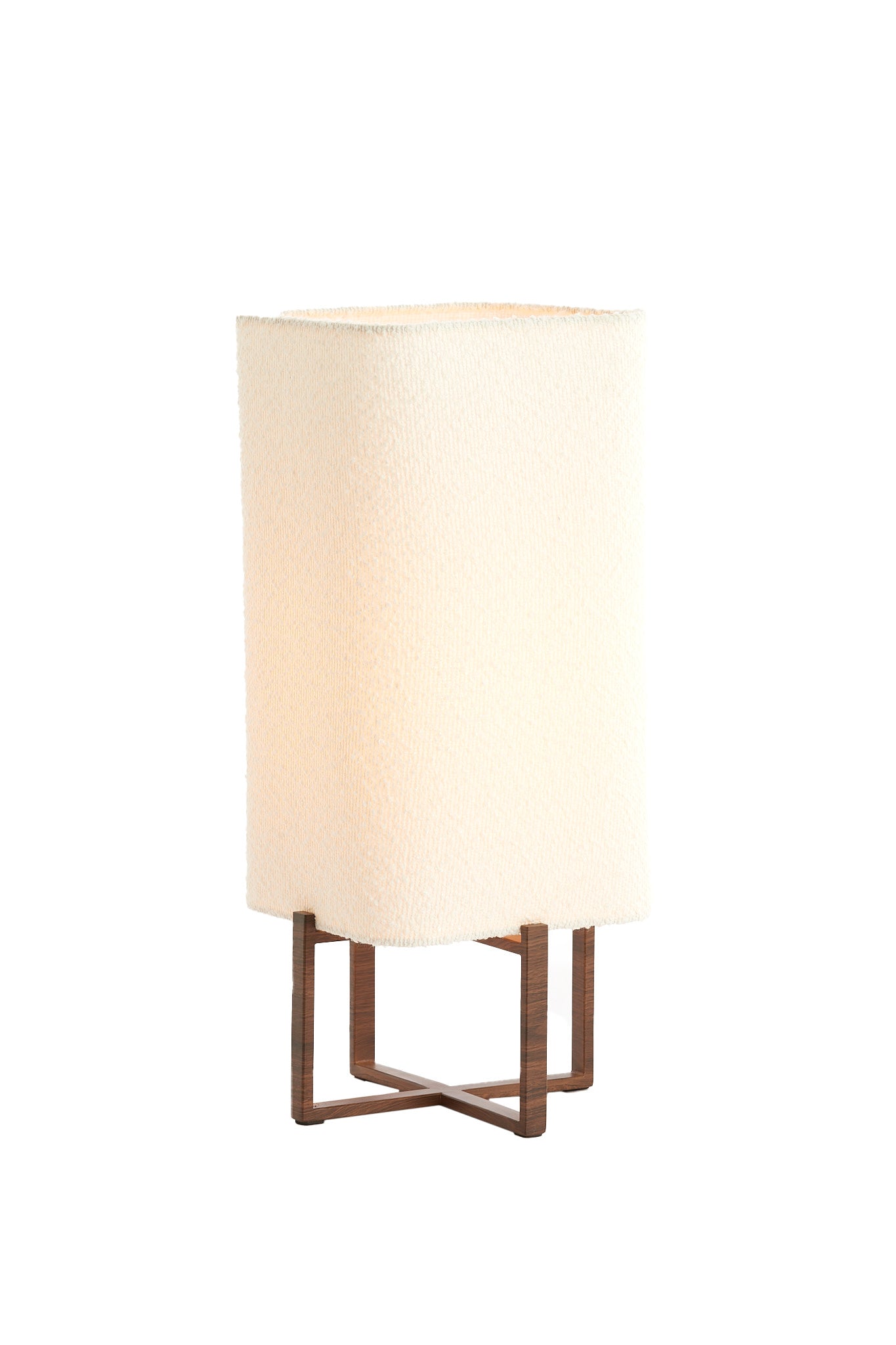 Wyn Dark Brown Wood Effect & Cream Bouclé Table Lamp 50.5cm