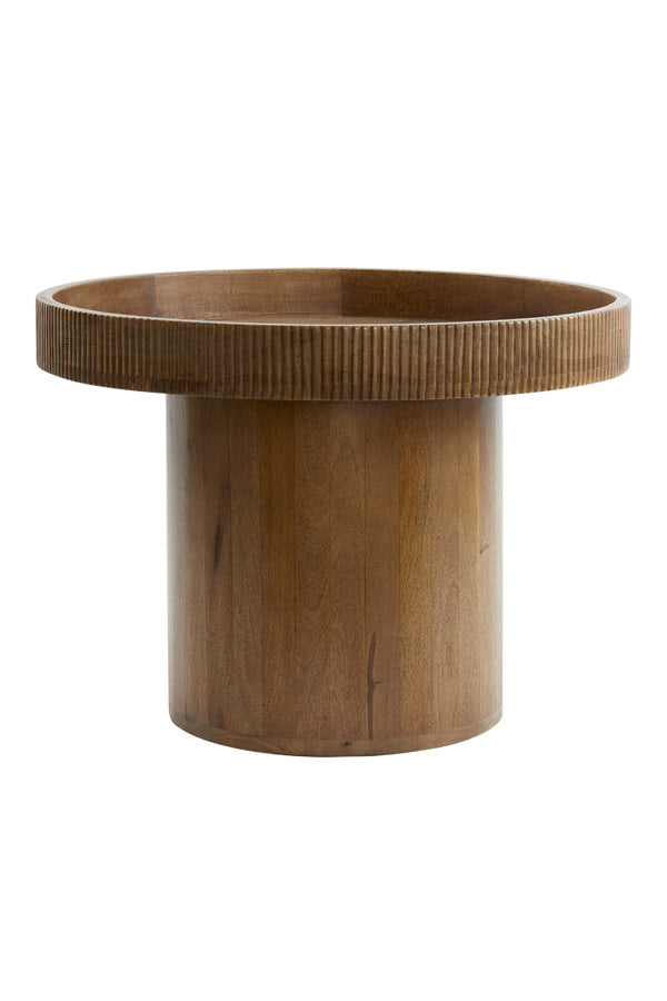 Kalomo Dark Brown Wood Round Side Table 44cm
