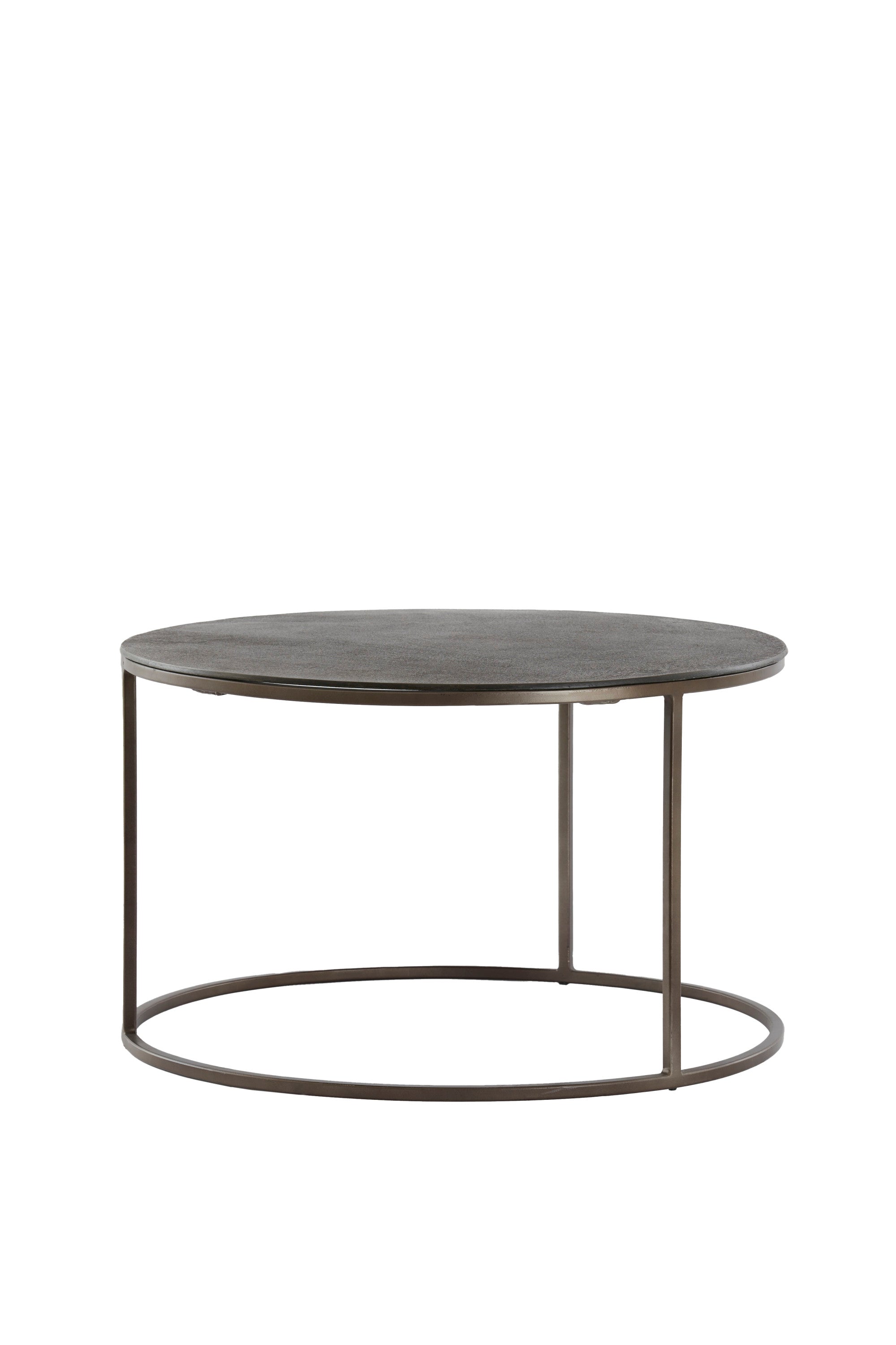 Talca Set of 2 Dark Brown Metal Round Coffee Tables Nest