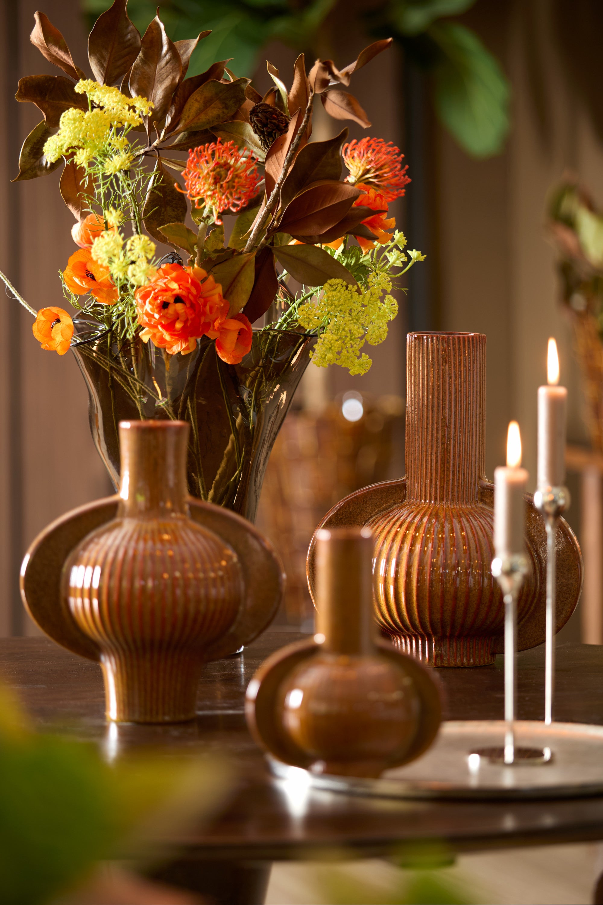 Melnik Cognac Brown Ceramic Vase 38.5cm