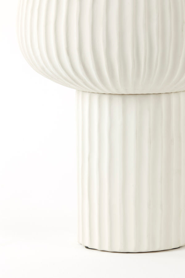 Feya Cream Ribbed Ceramic Vase