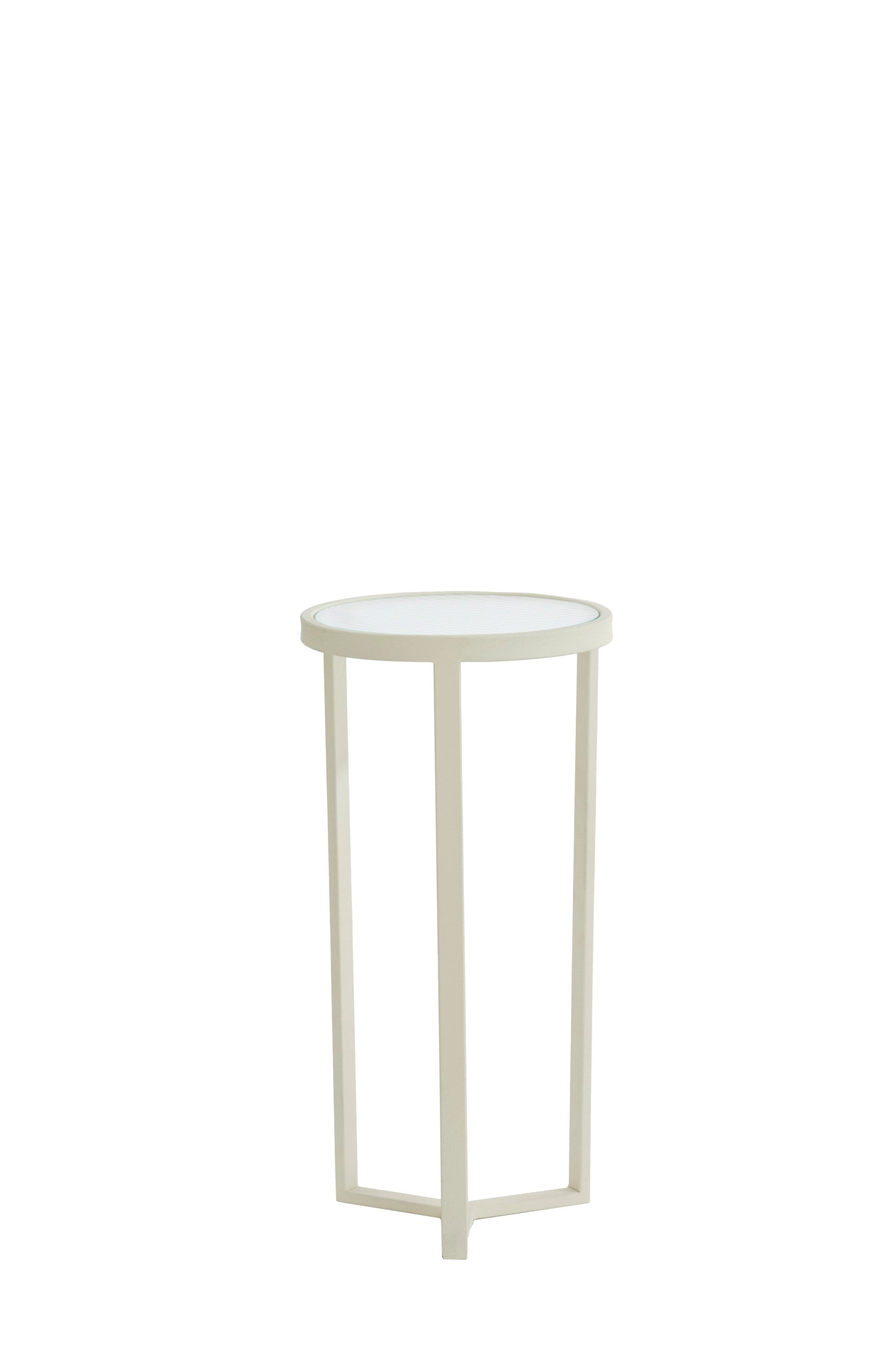 Retiro Clear Ribbed & Cream Glass Plinth Side Table 60.5cm
