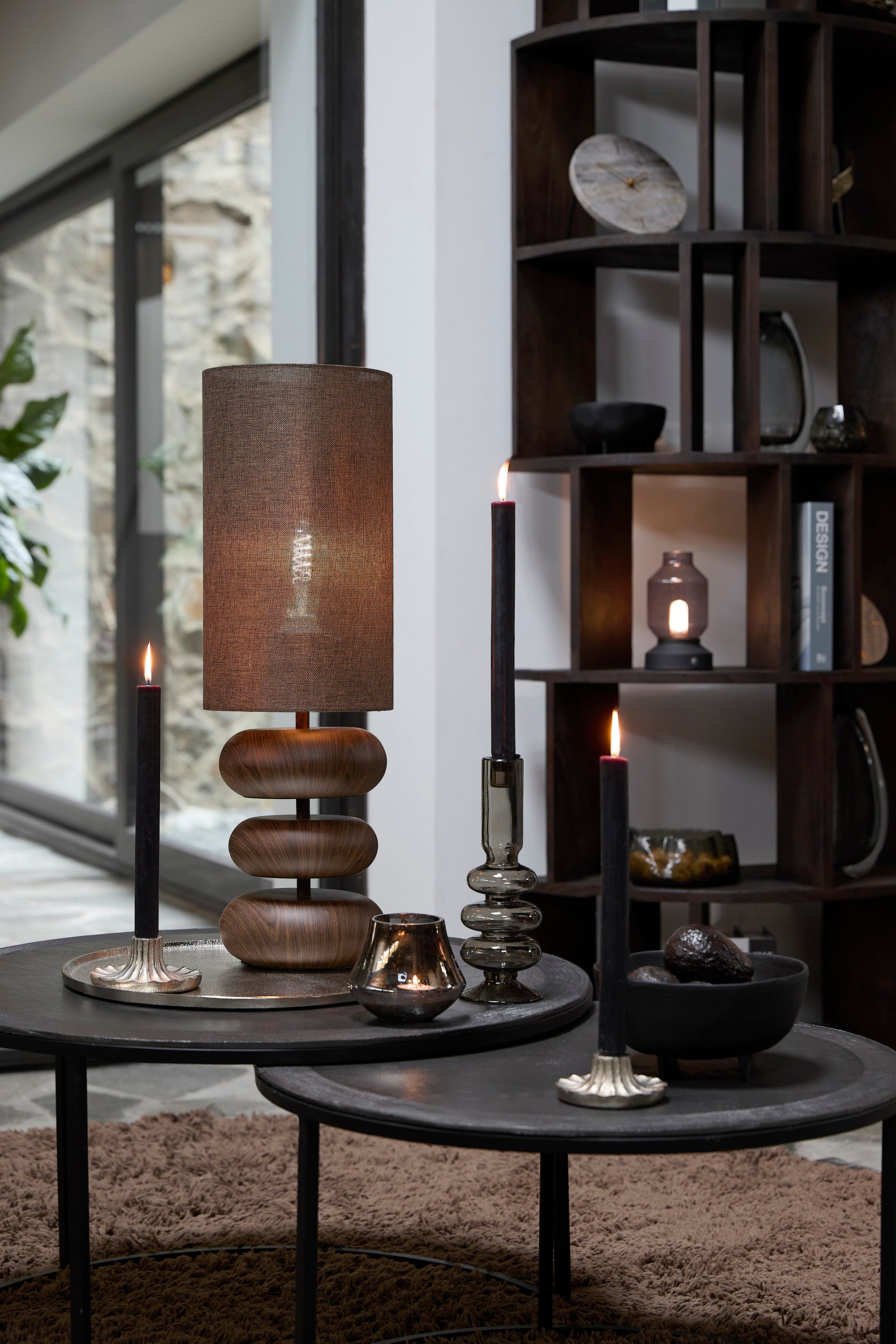 Danialo Dark Brown Wood Effect Table Lamp 67.5cm