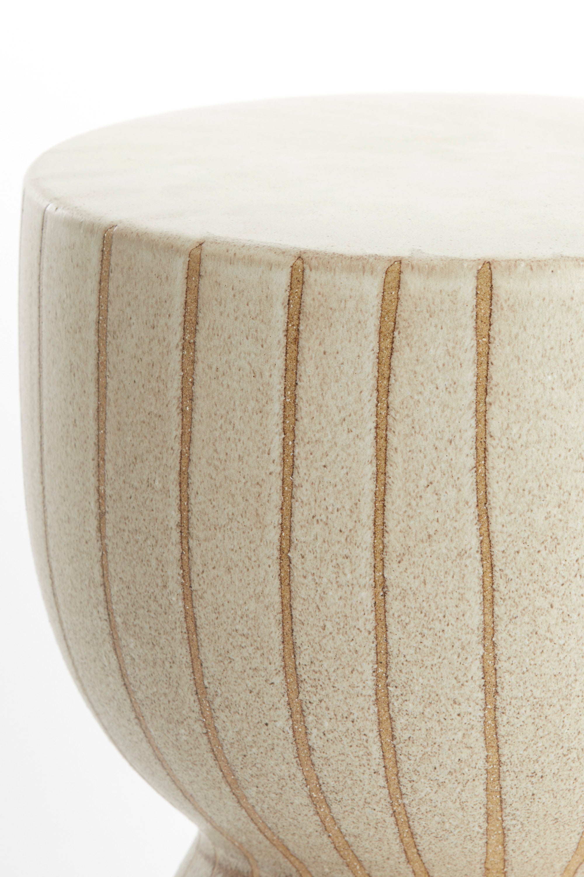 Finca Matt Sand & Brown Striped Ceramic Round Side Table